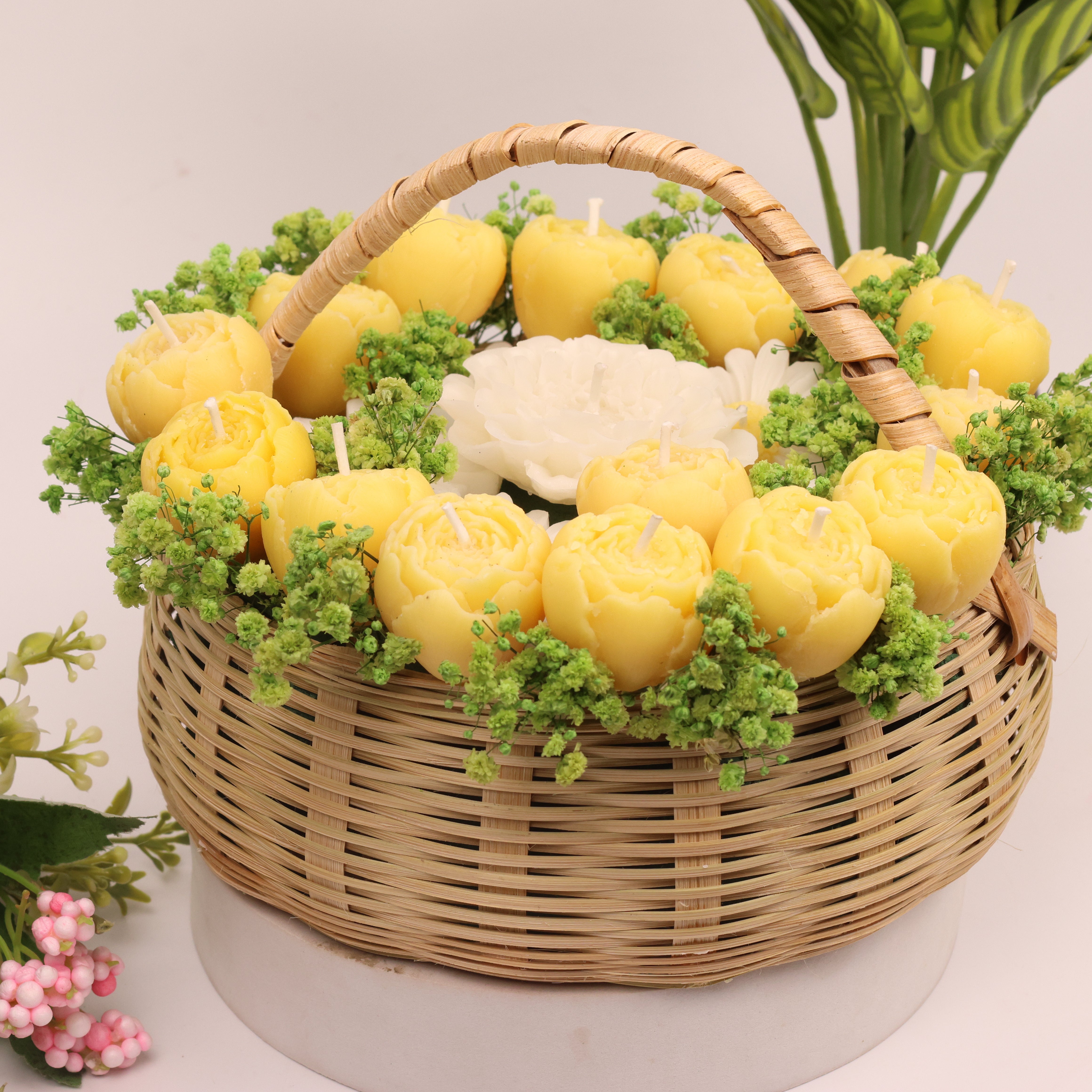 Yellow Petals Candle Glow Basket