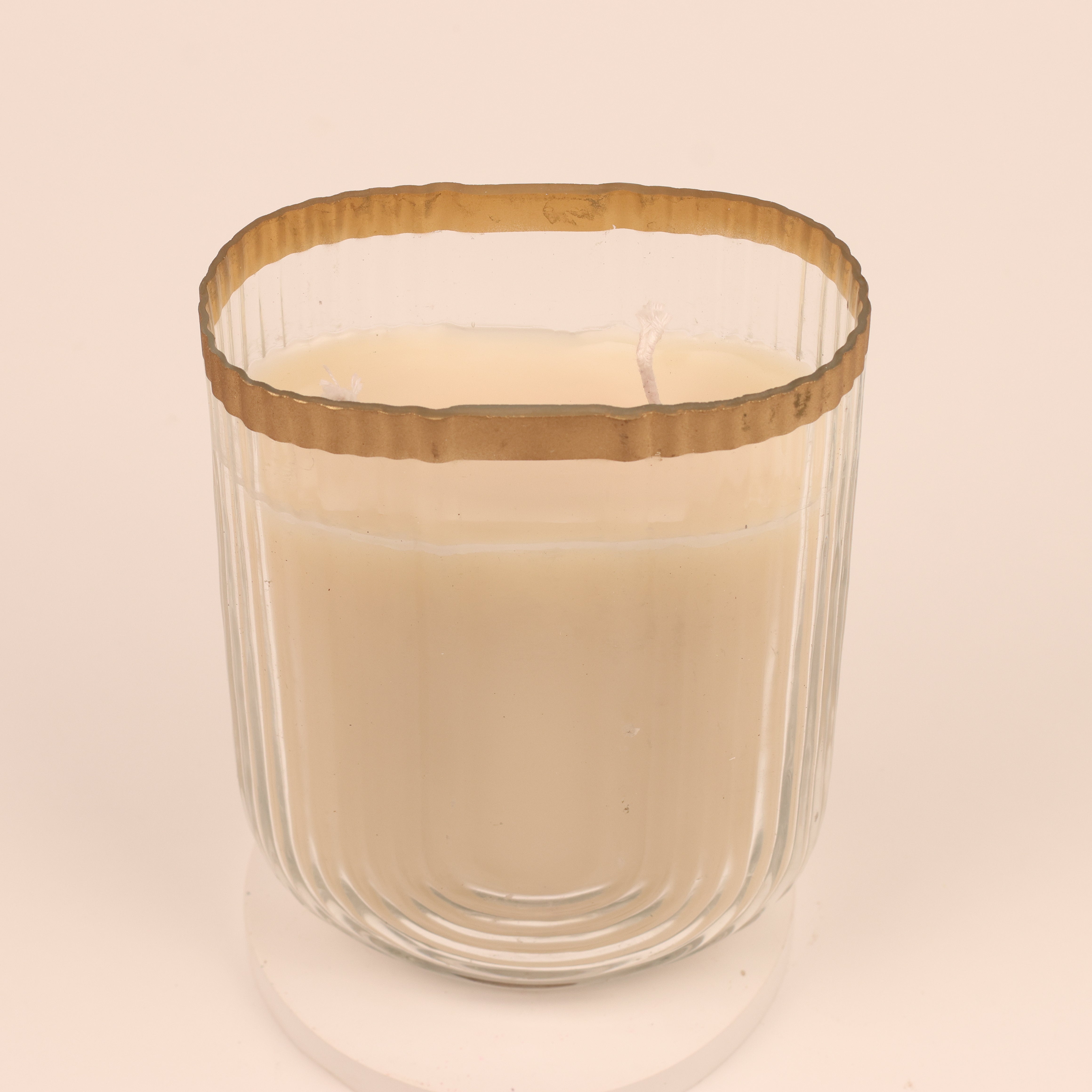 Grandeur Glow Tall Ribbed Glass Candle
