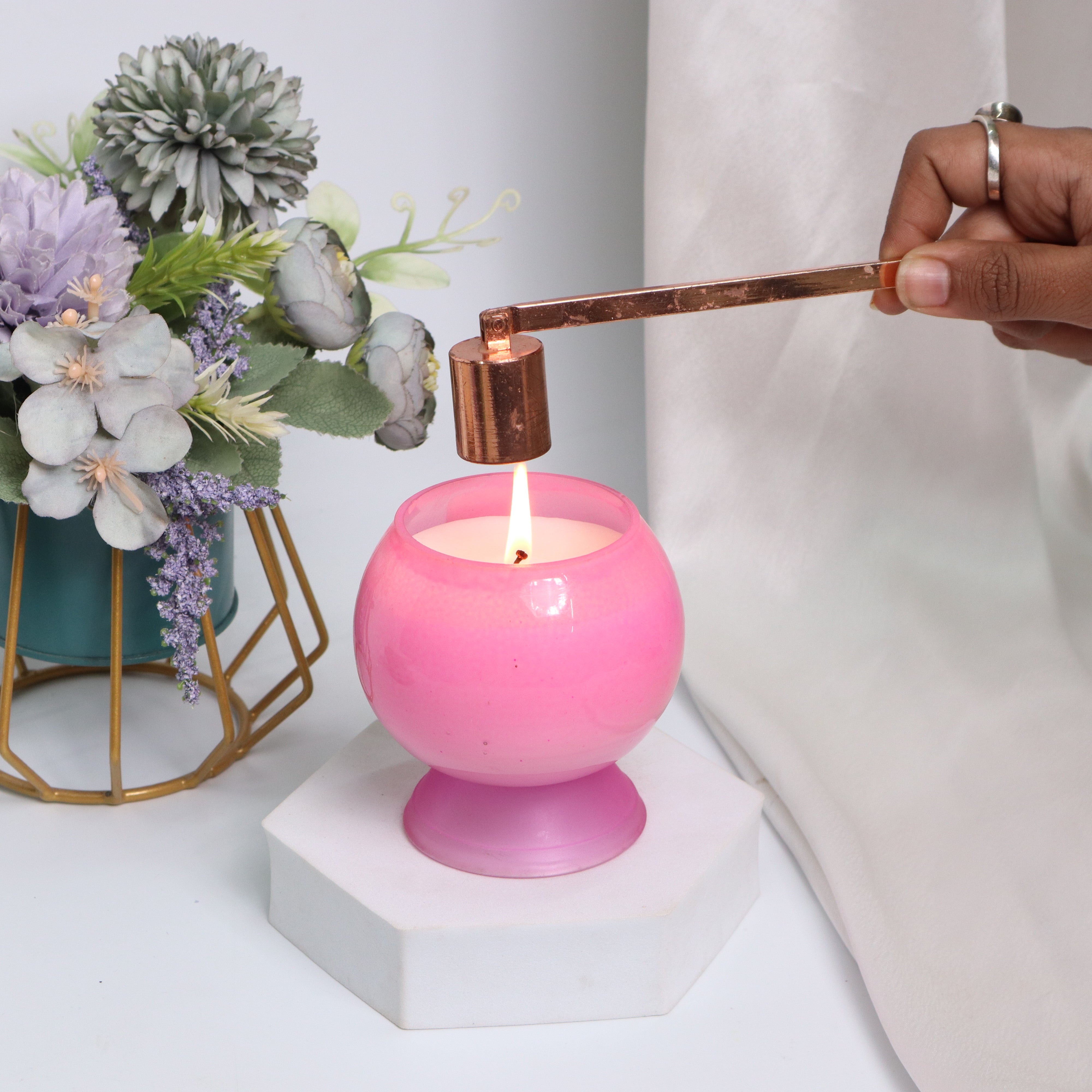 Ombre Sphere Pink Candle Jar/ Candle
