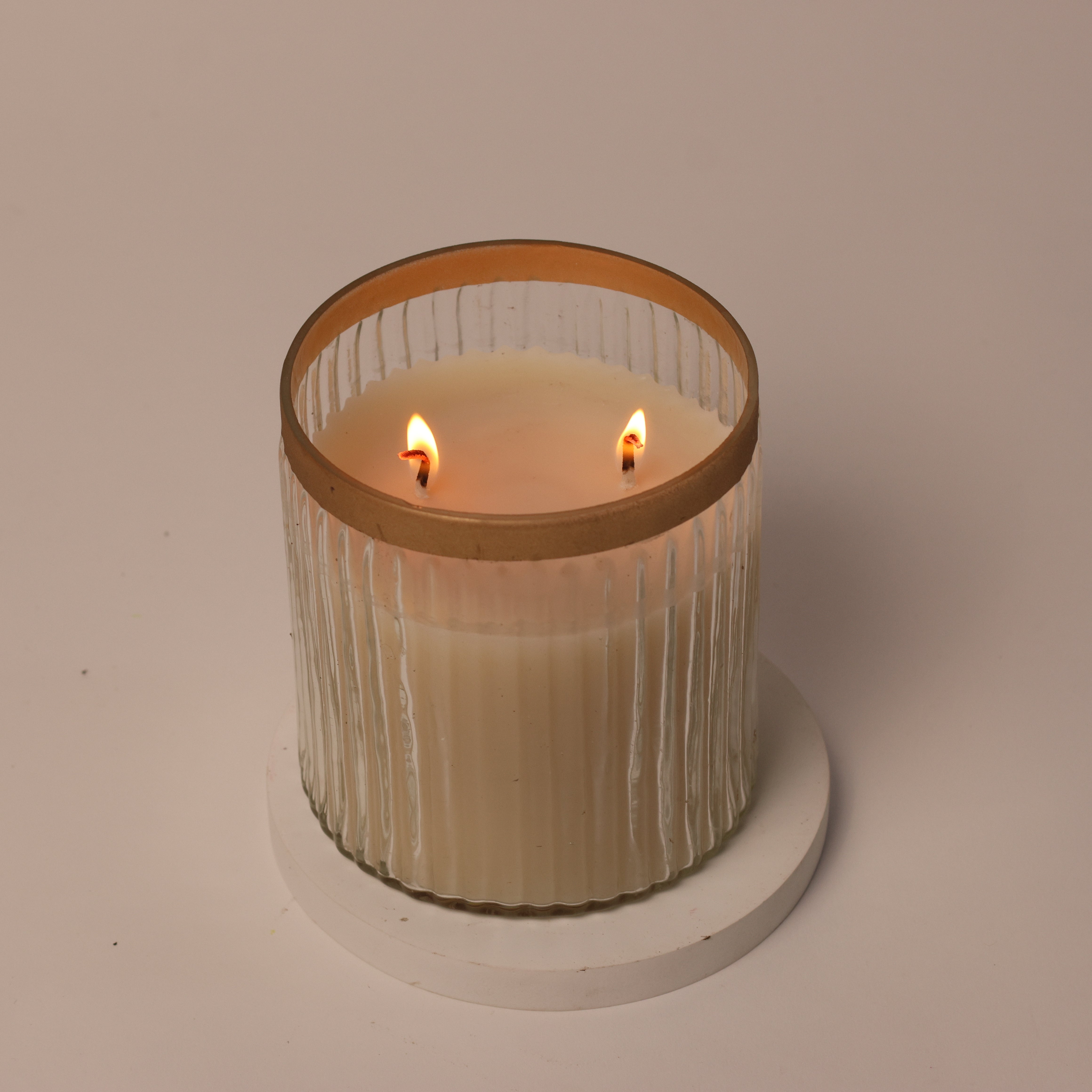Grande Luxe Ribbed Glass Candle