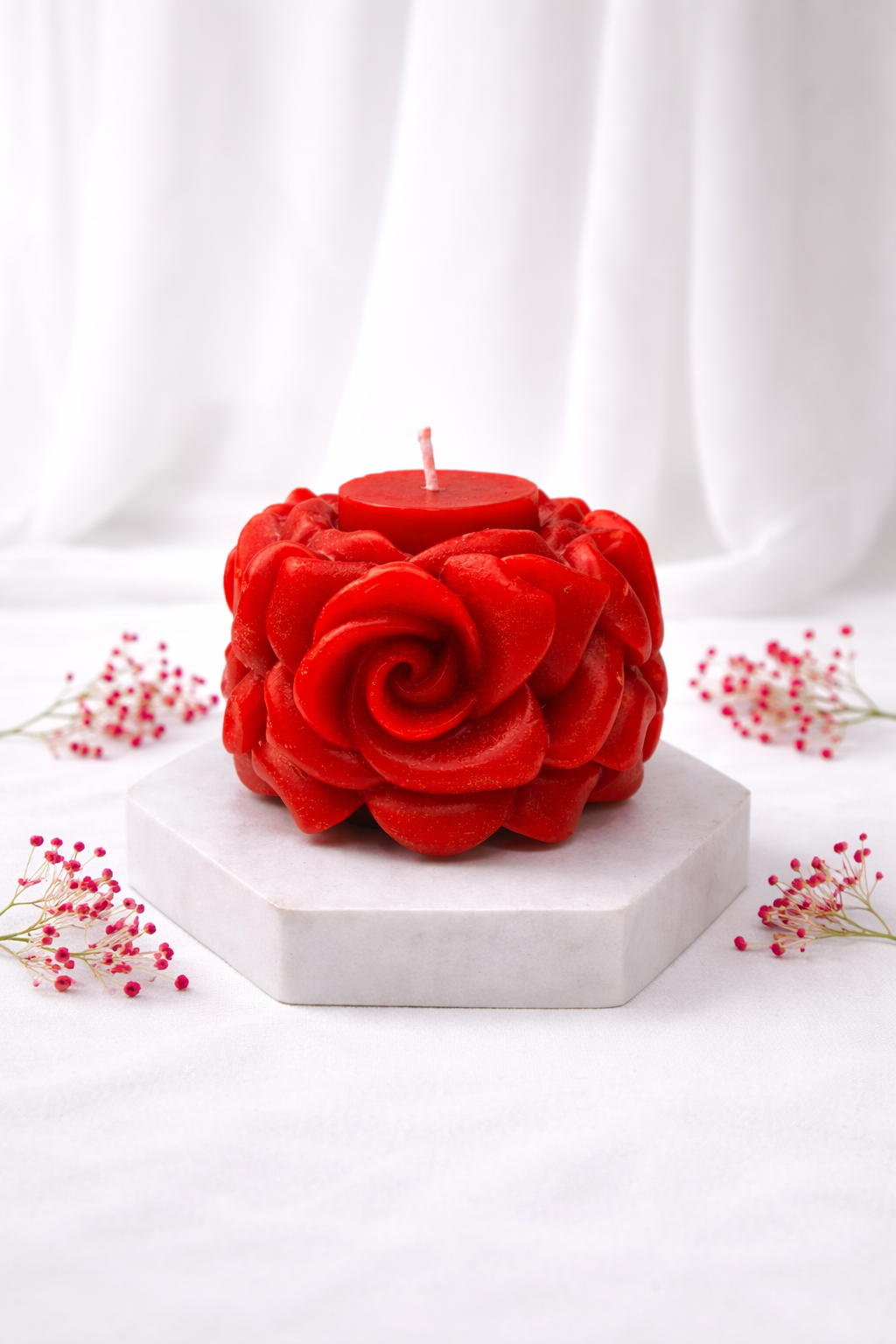 Crimson Rose Bloom Candle