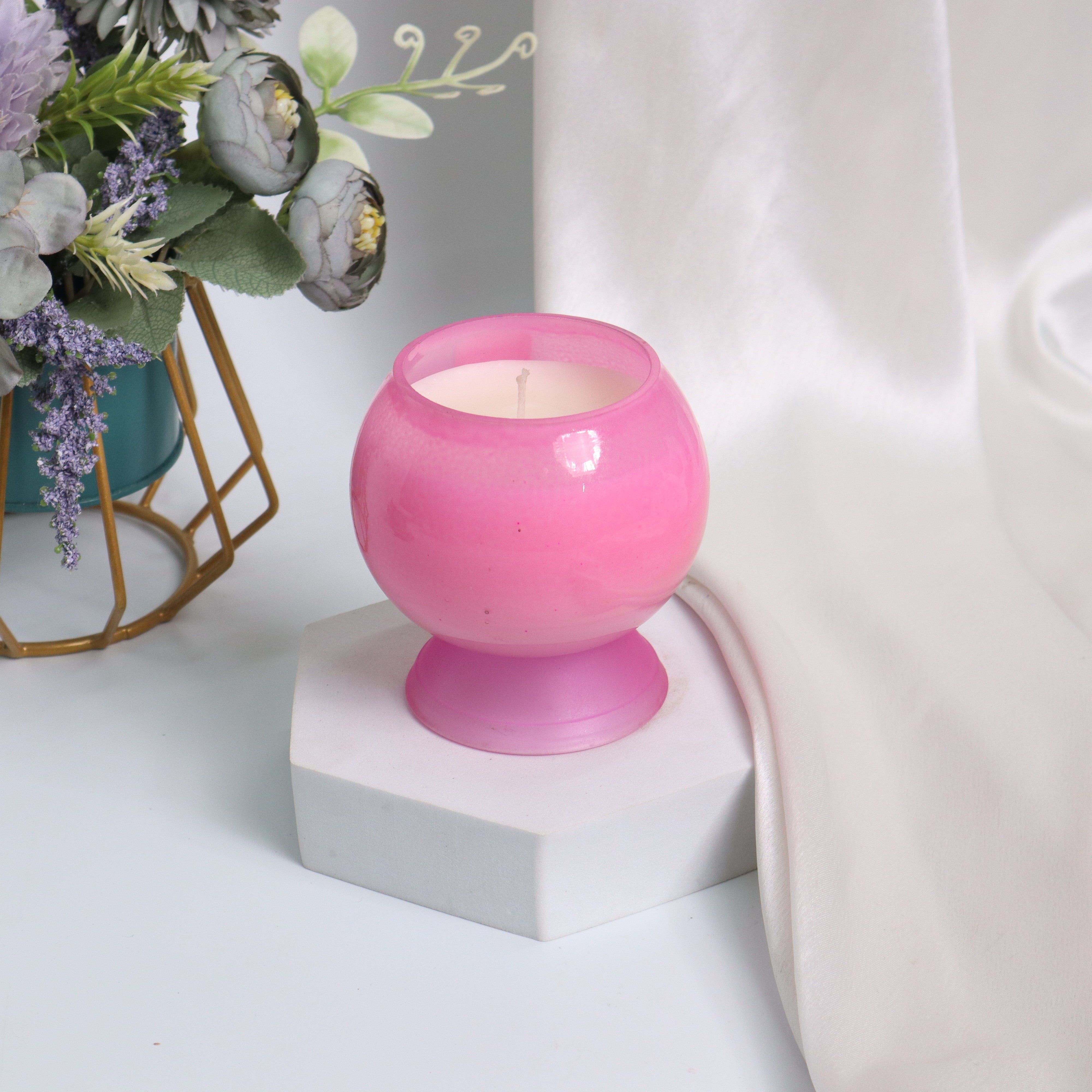 Ombre Sphere Pink Candle Jar/ Candle