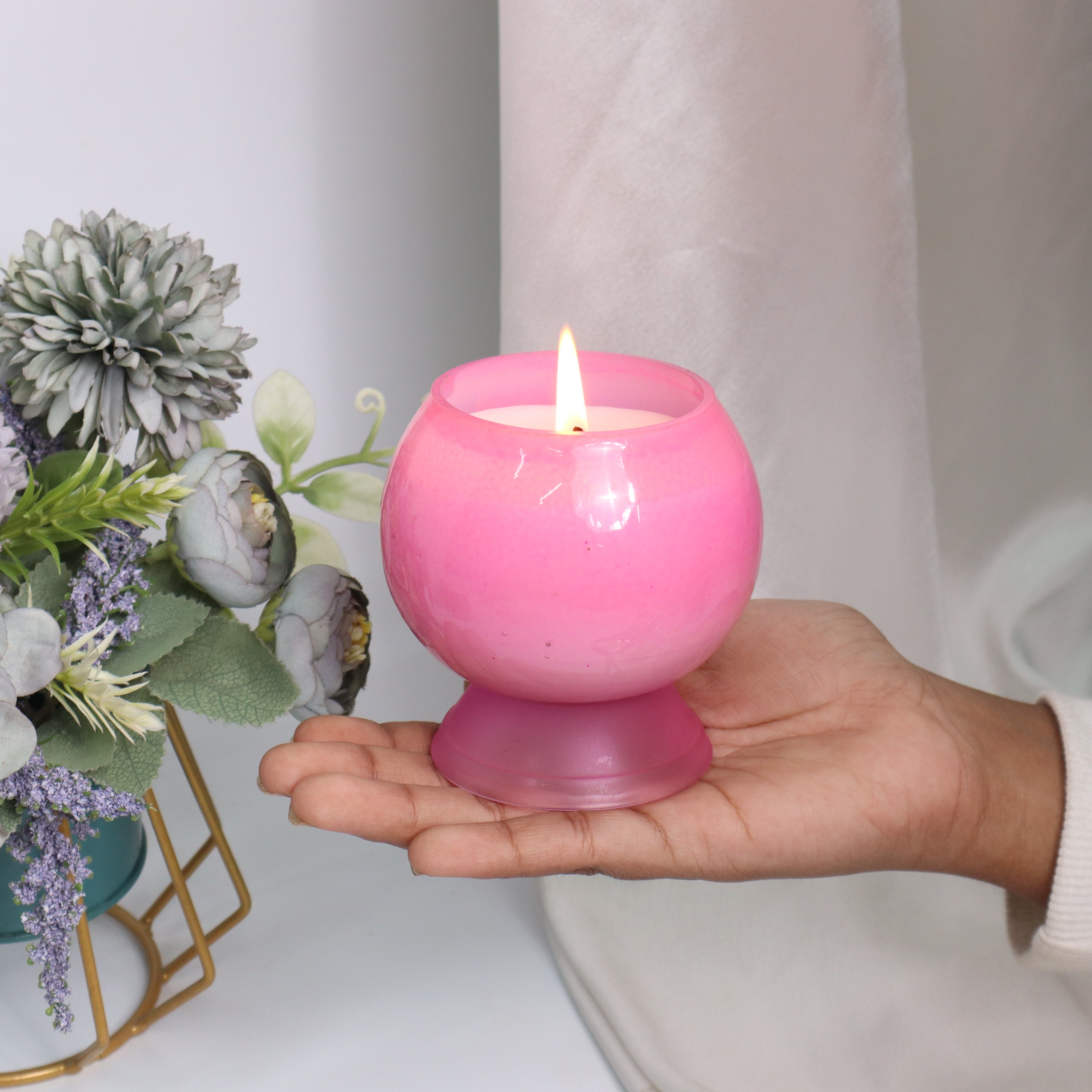 Ombre Sphere Pink Candle Jar/ Candle