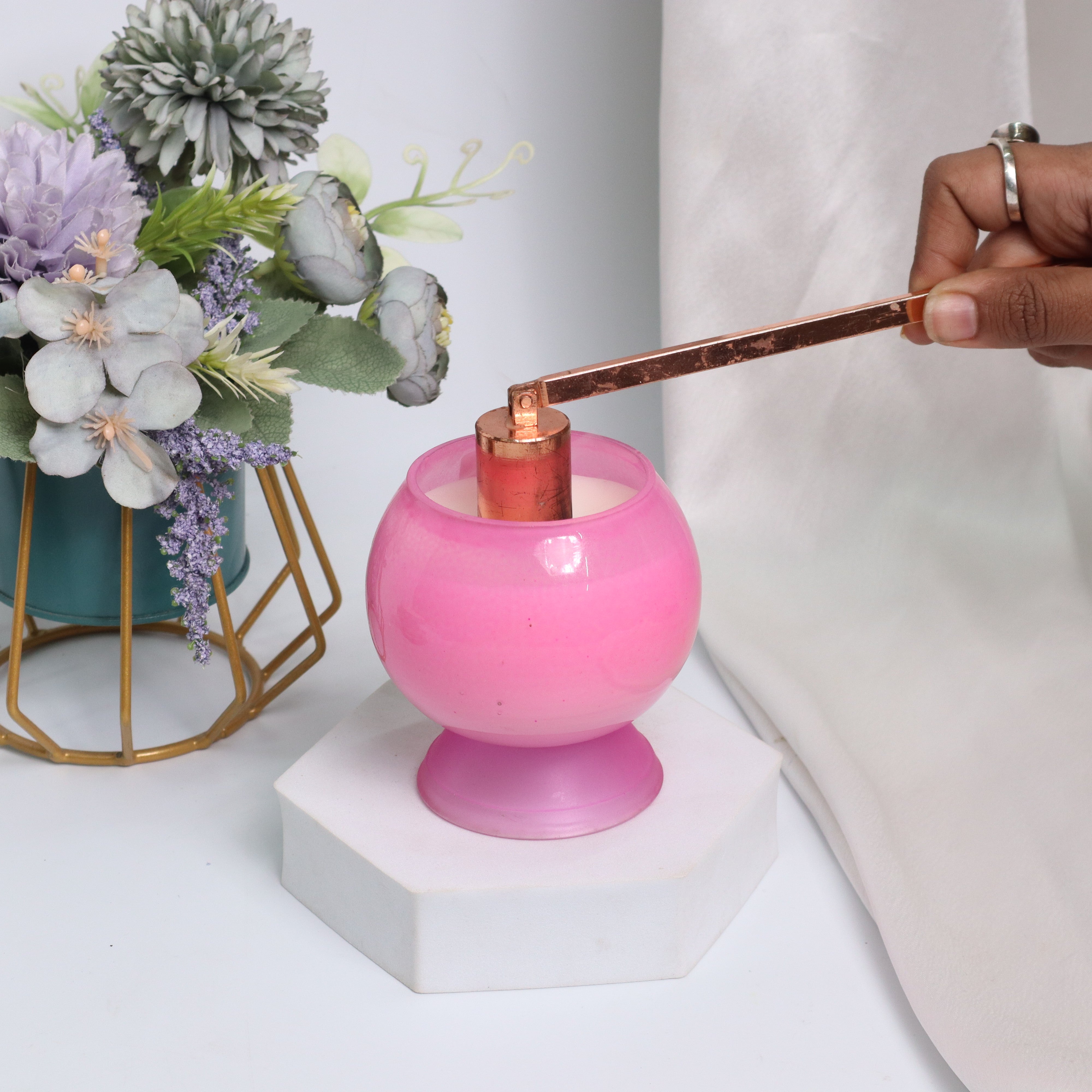 Ombre Sphere Pink Candle Jar/ Candle