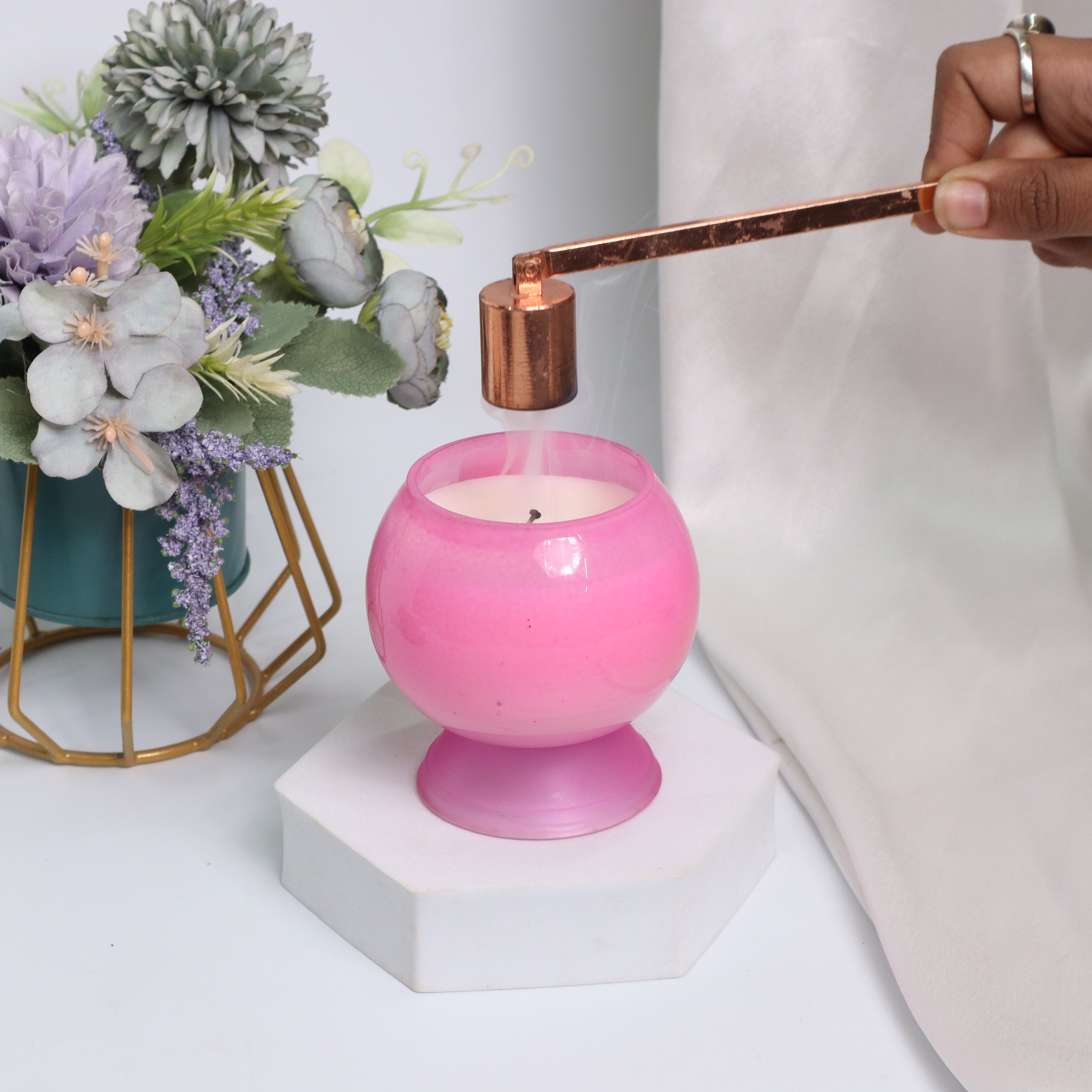 Ombre Sphere Pink Candle Jar/ Candle