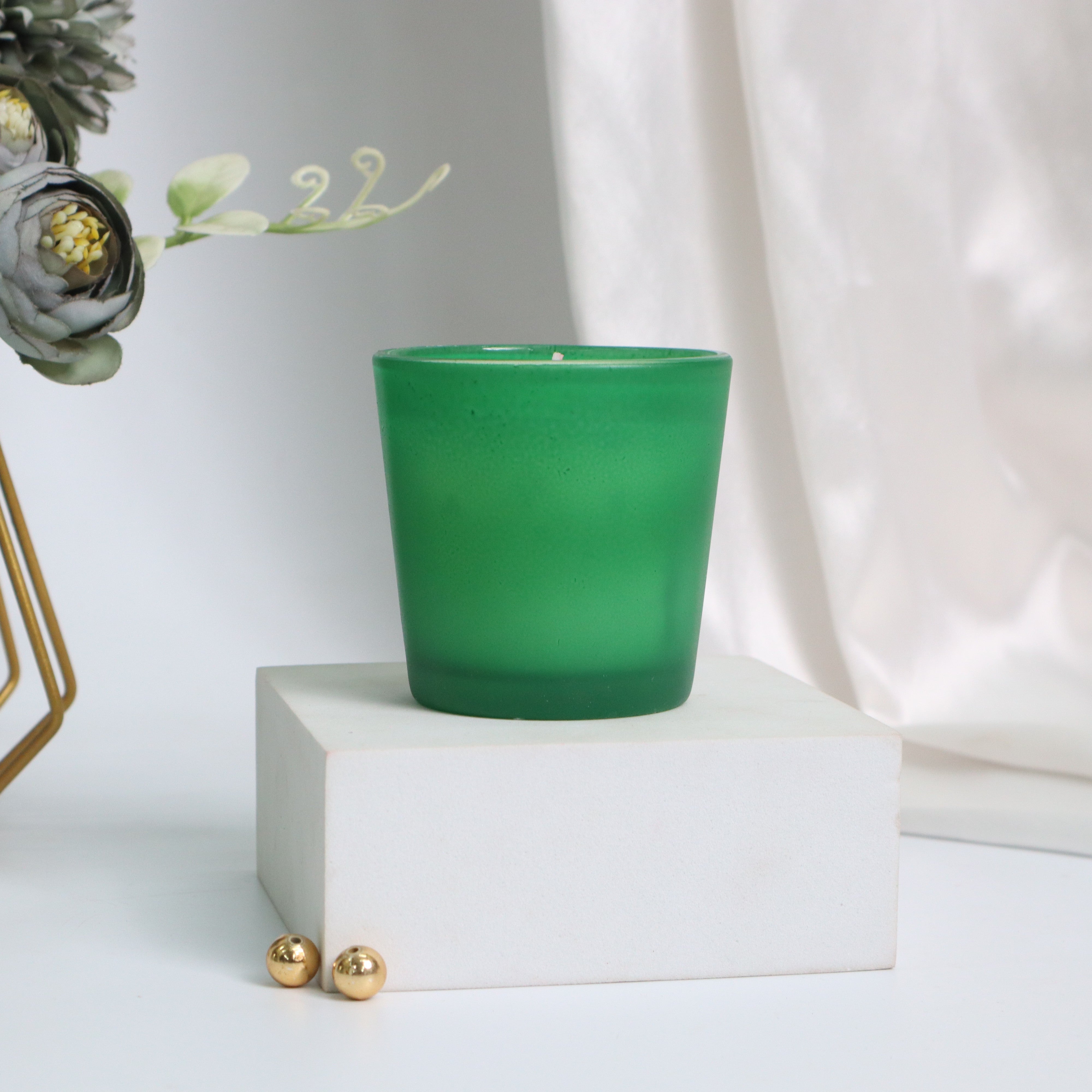 Pink Frosted Glass Candle