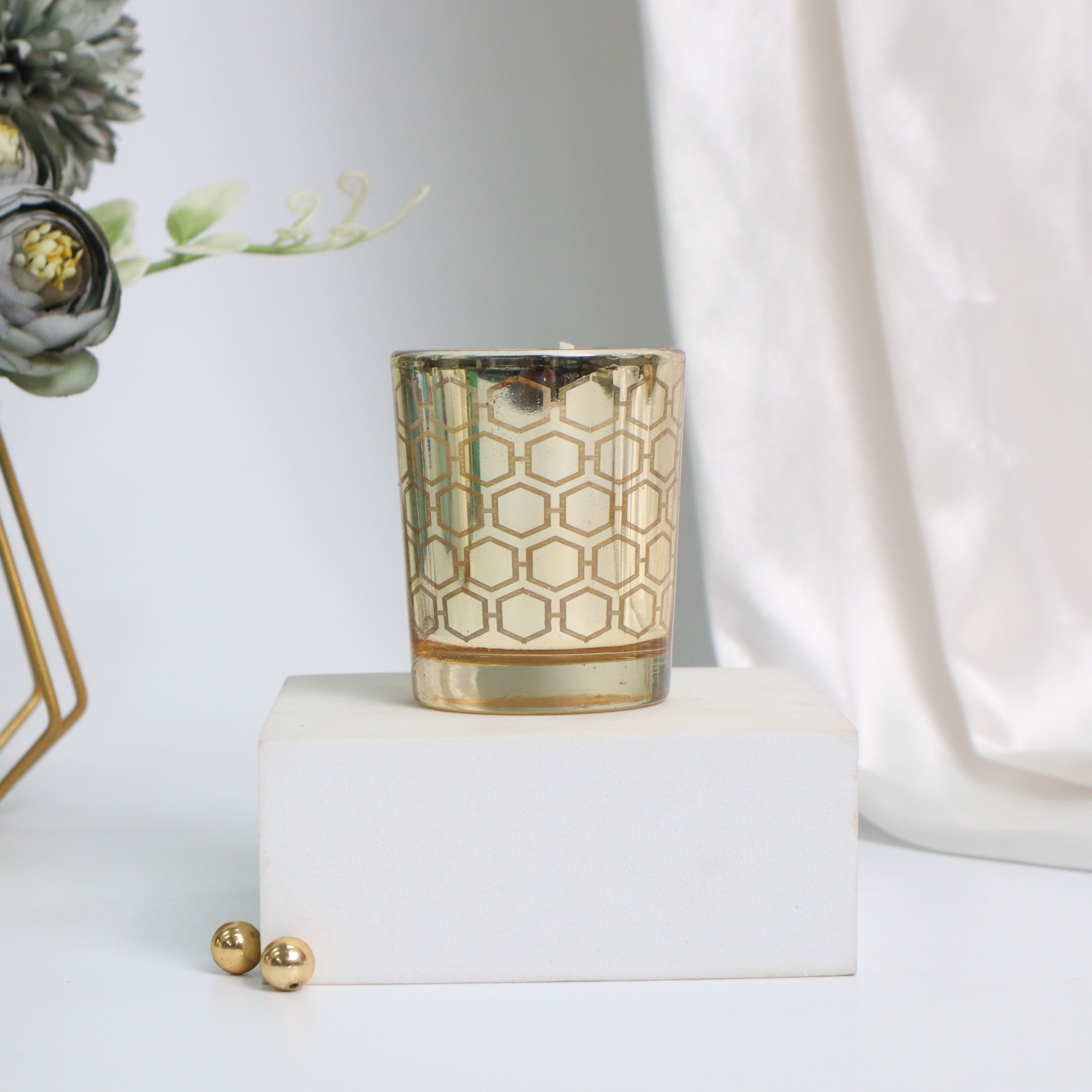 Golden Comb Candle Jar