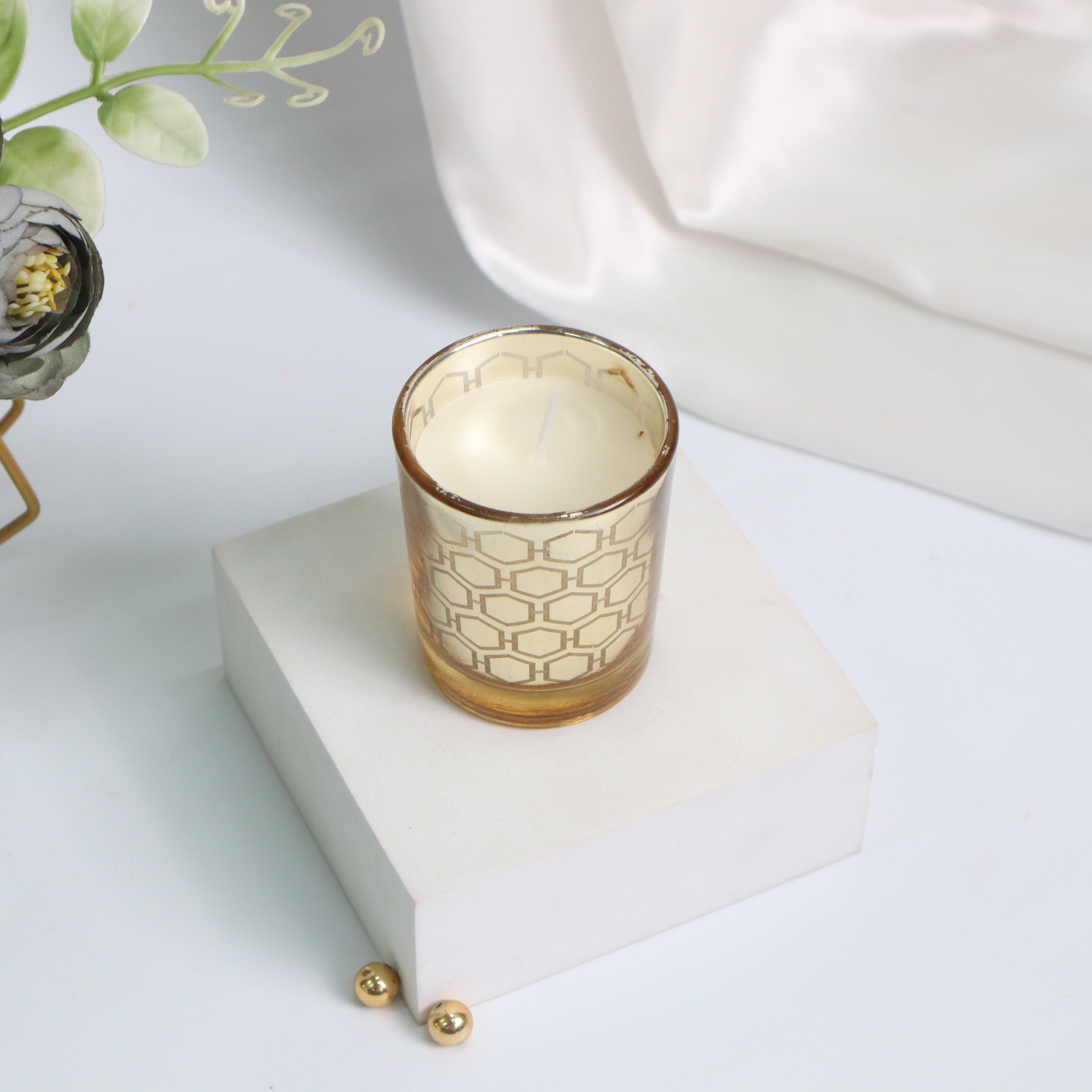 Golden Comb Candle Jar