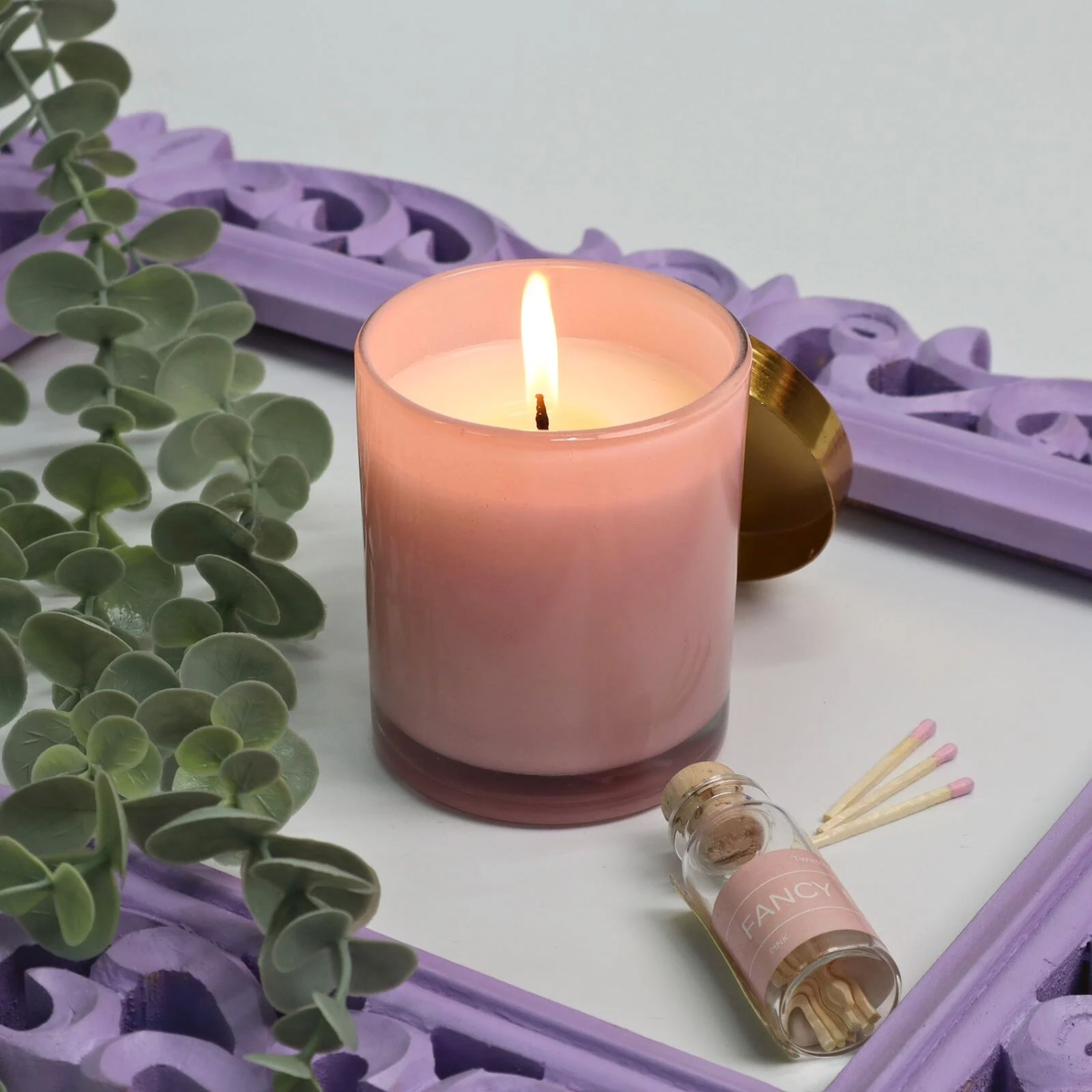 Blush Glow Pink Glass Candle