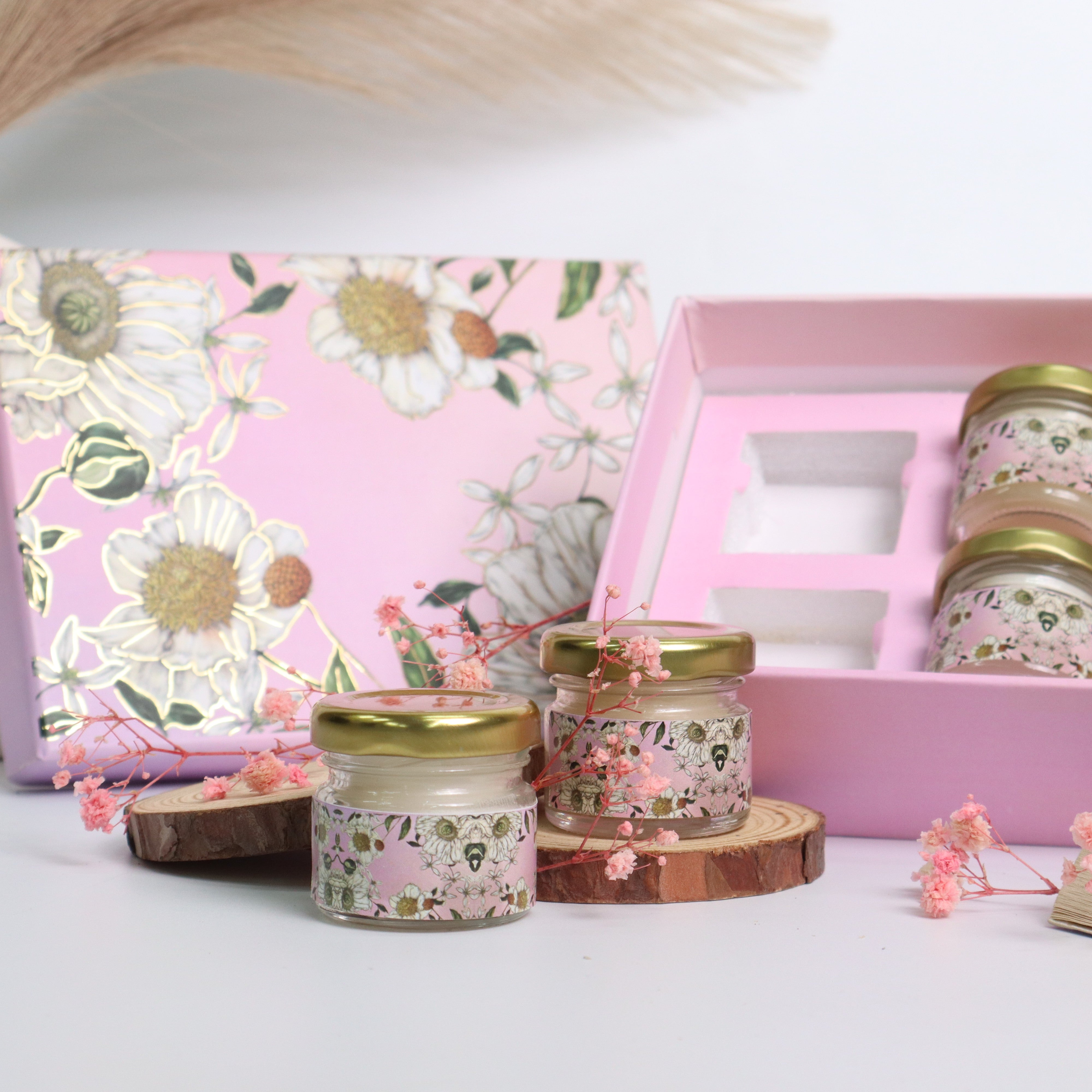 Stunning Pink Floral Candle Gift Box