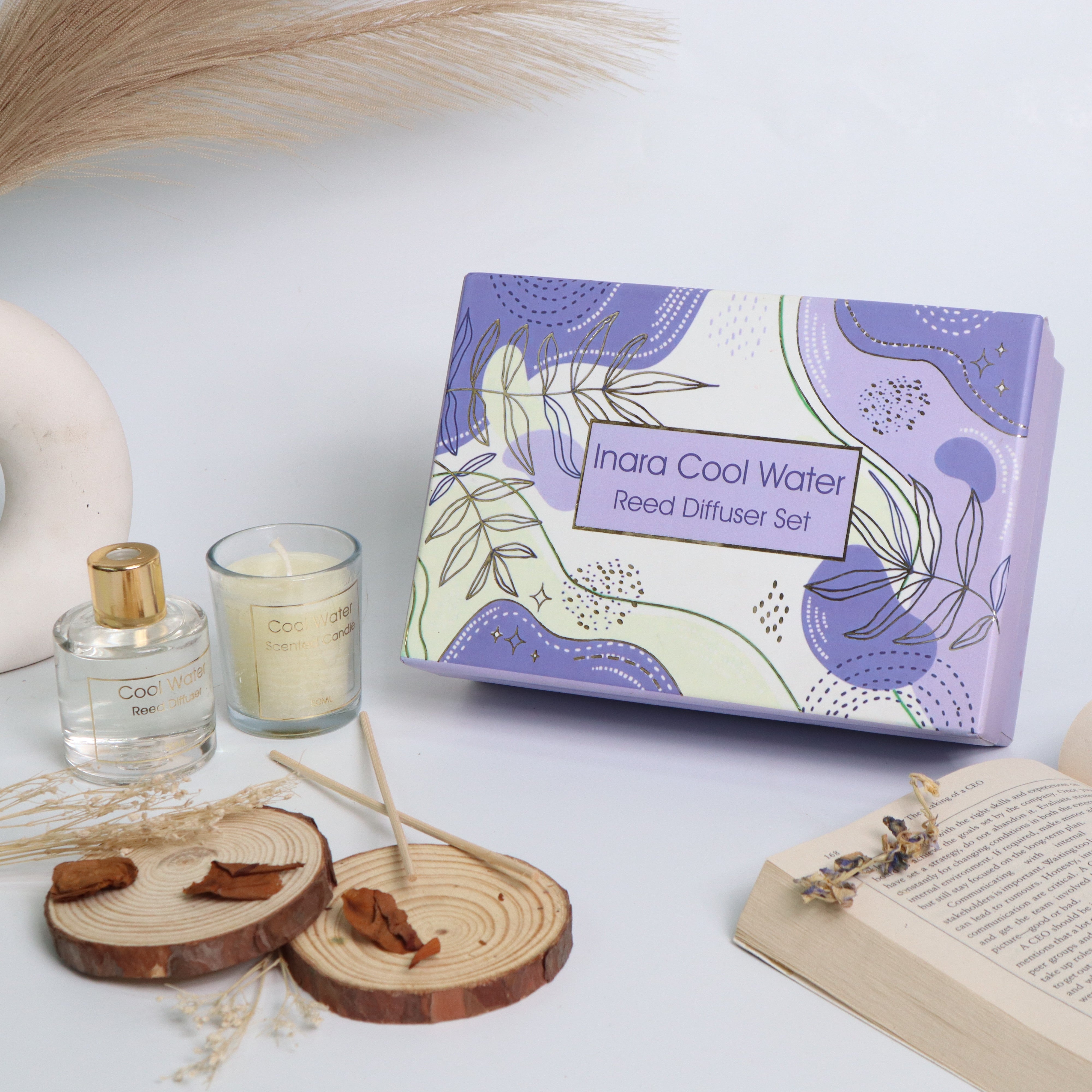 Lavender Scented Candle and Reed Diffuser Set