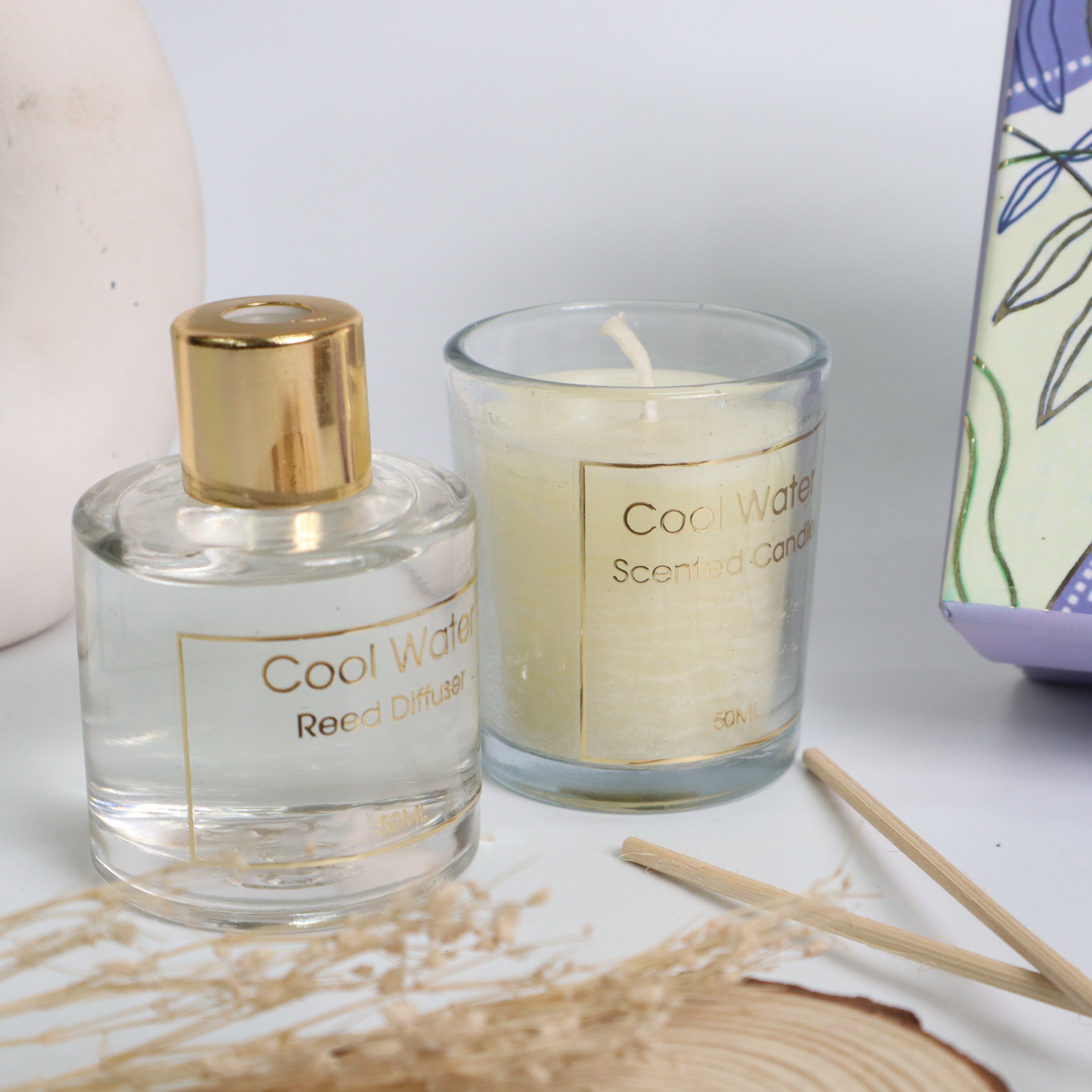 Lavender Scented Candle and Reed Diffuser Set