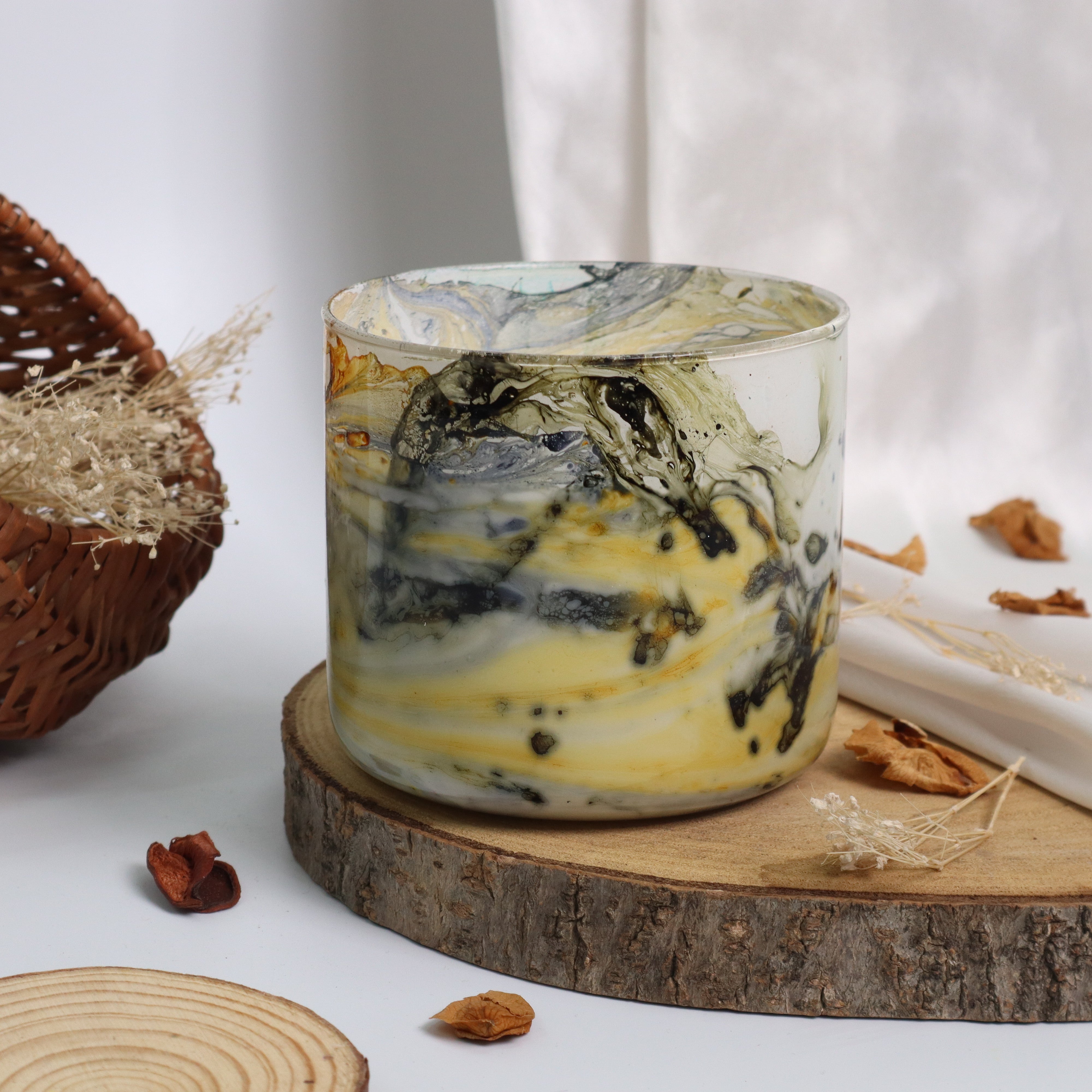 Marble Glass Candle Jar