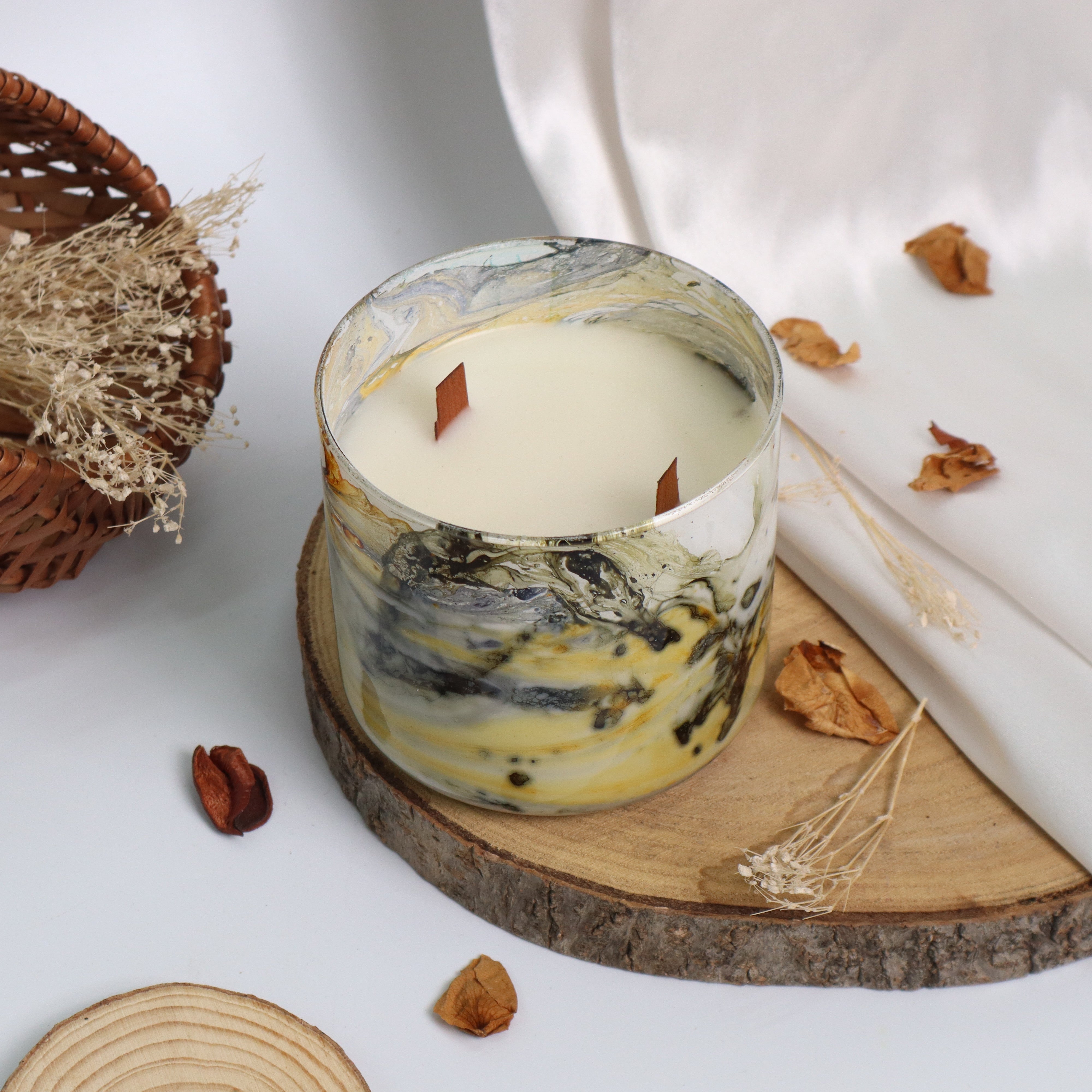 Marble Glass Candle Jar