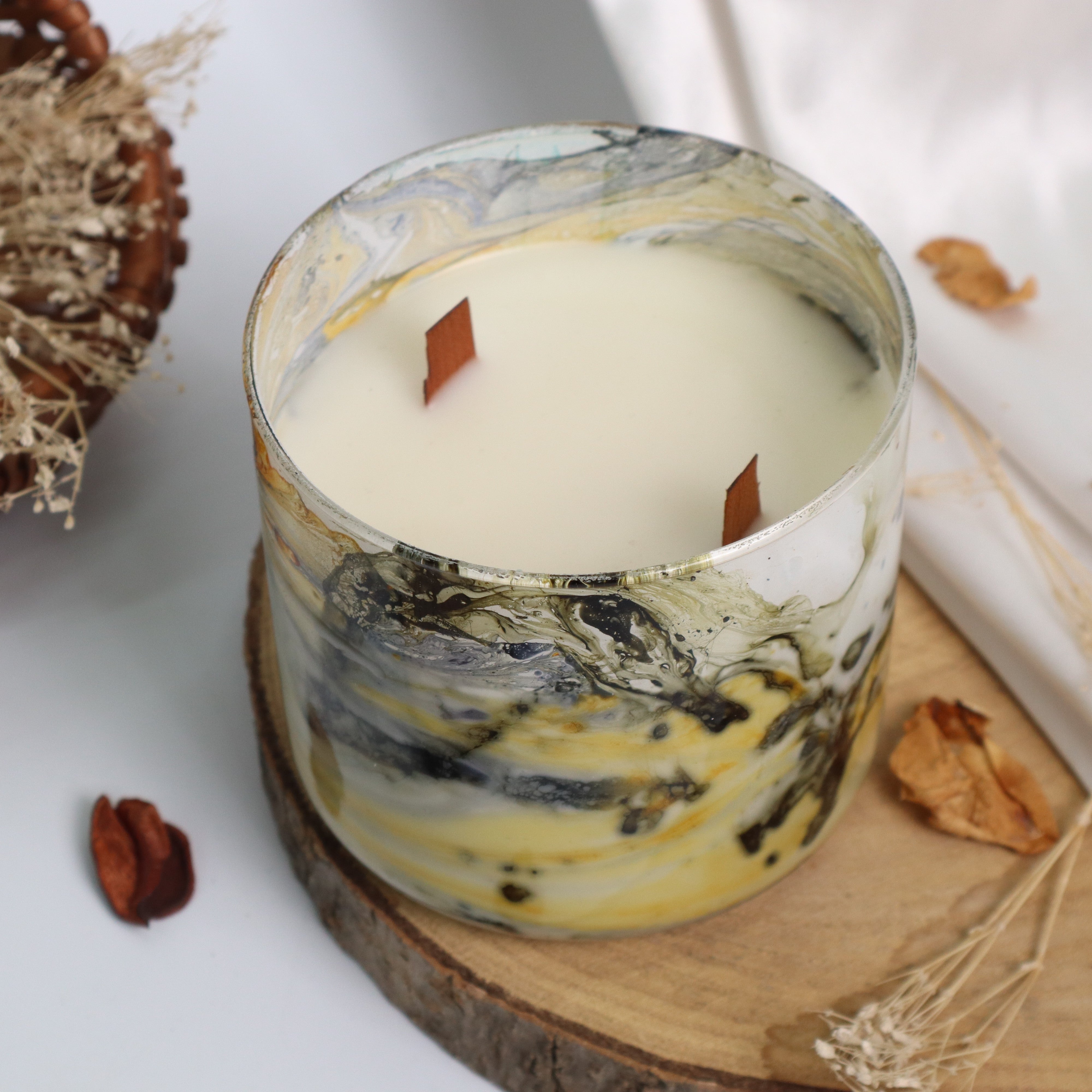 Marble Glass Candle Jar