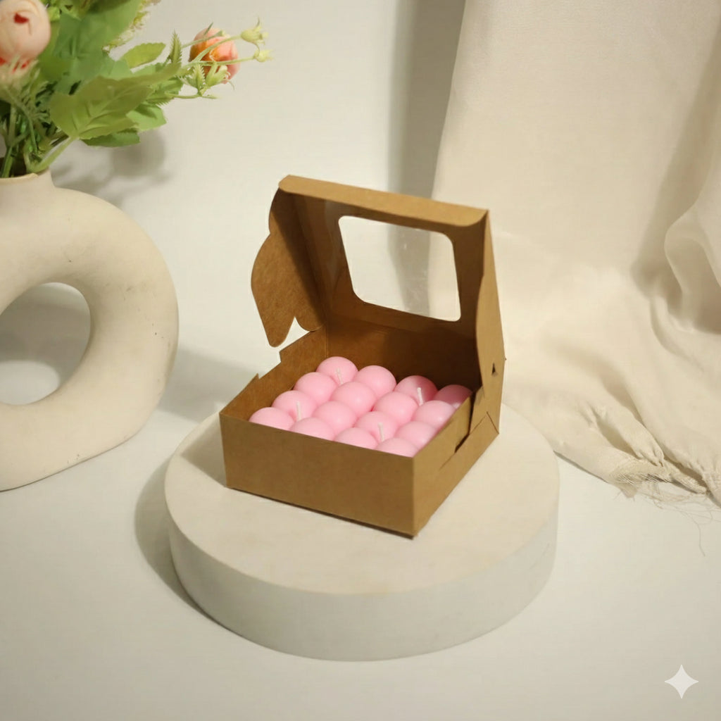 Pink Bubble-Square Candle (set of 4)
