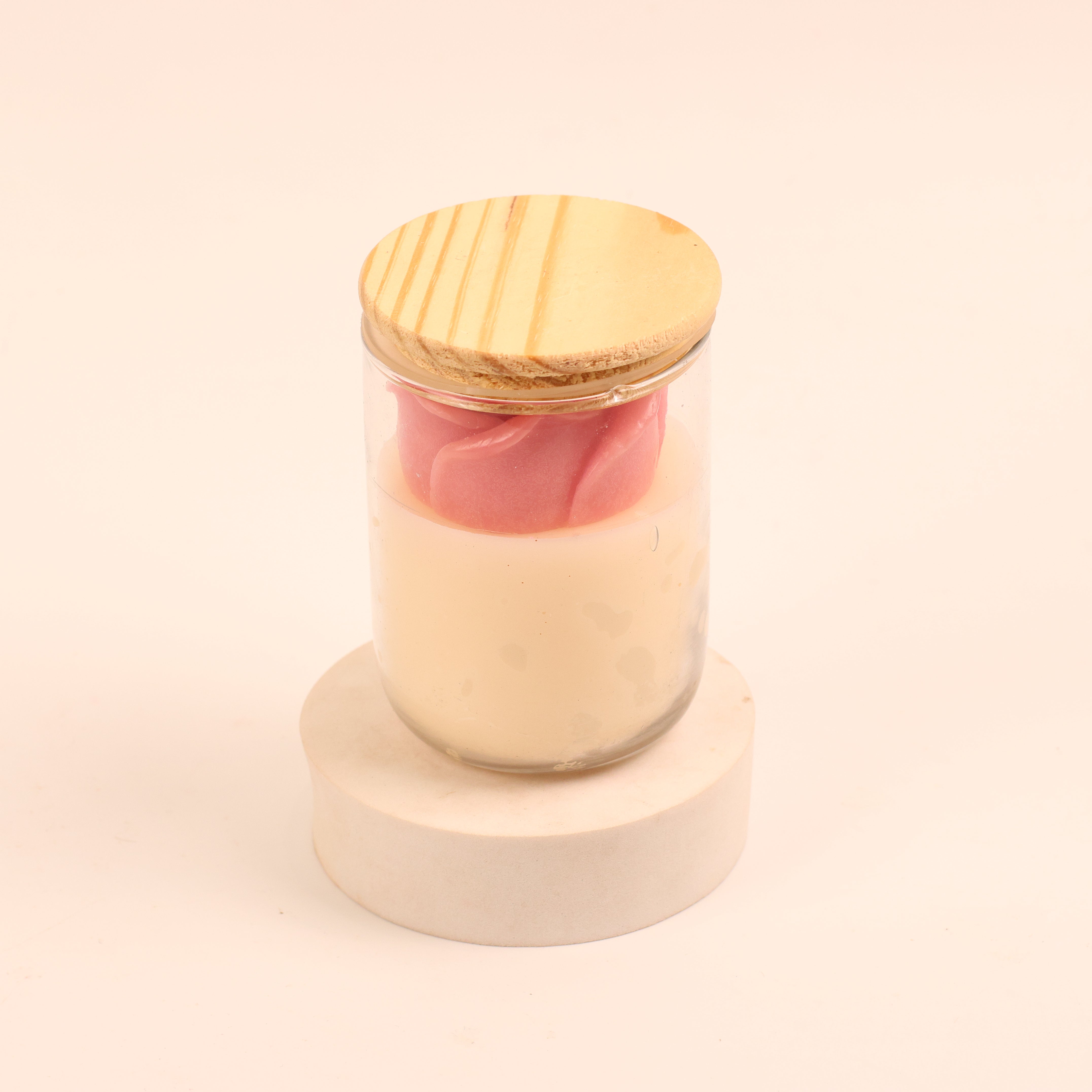 Rose Bloom Glass Jar Candle – 240 gms