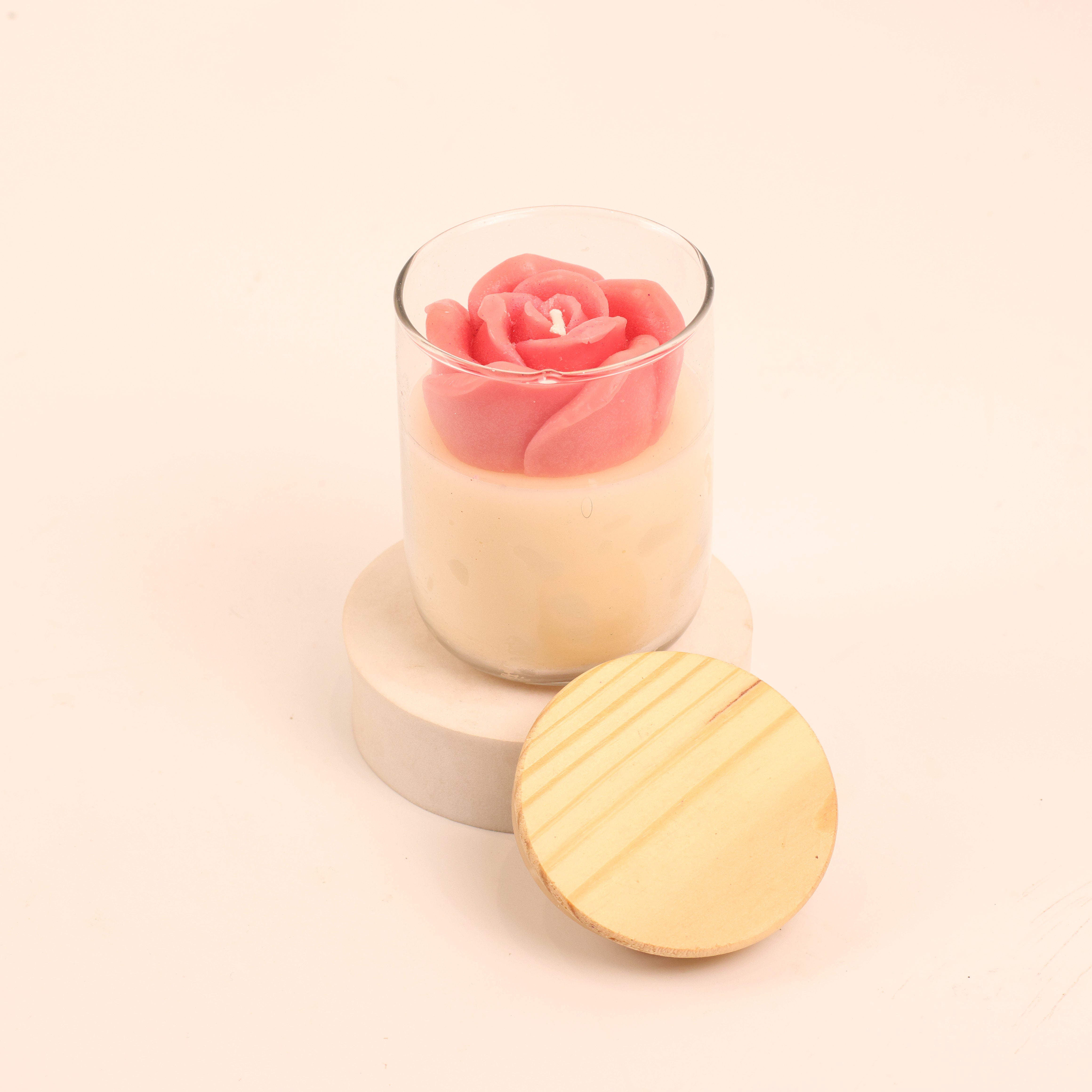 Rose Bloom Glass Jar Candle