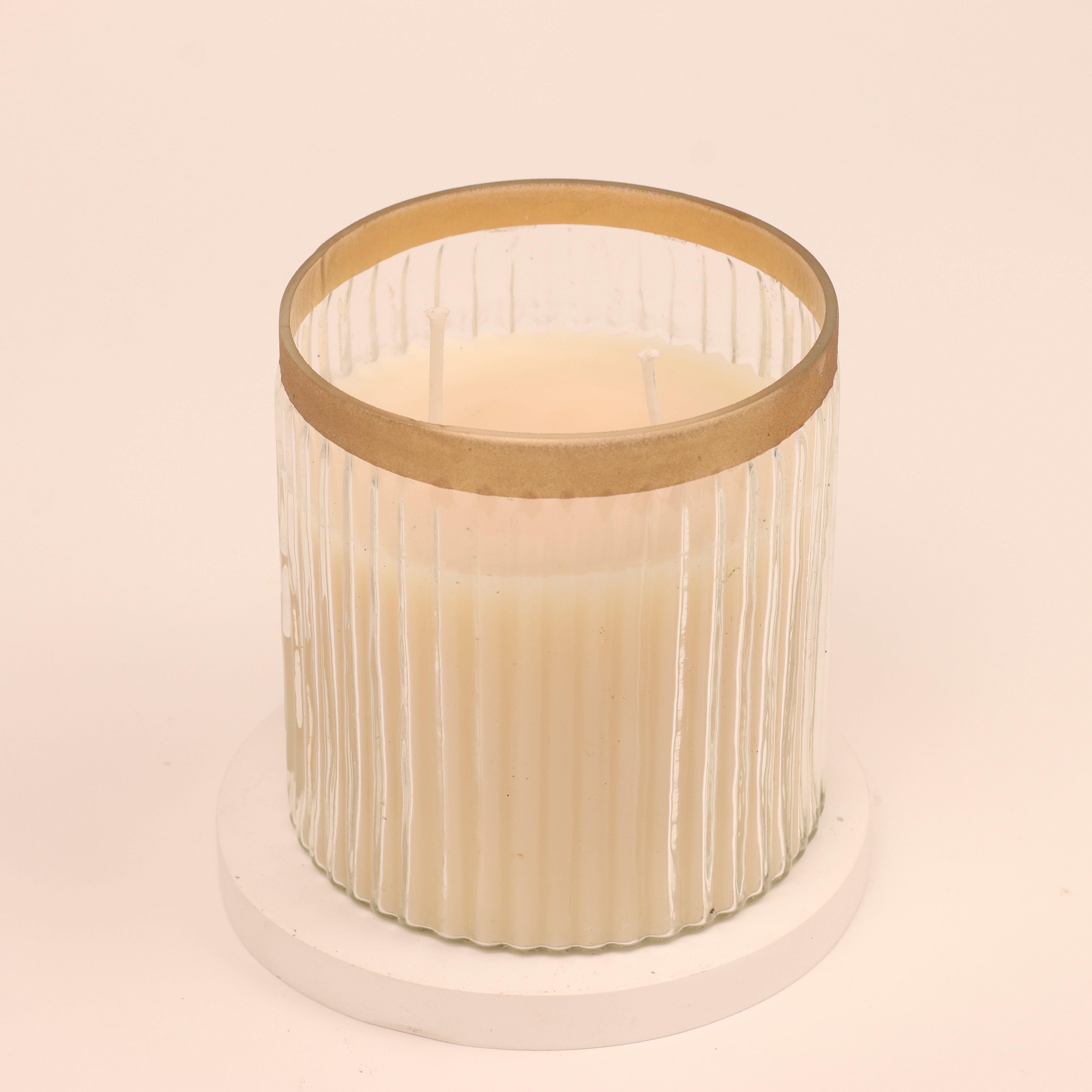 Grande Luxe Ribbed Glass Candle