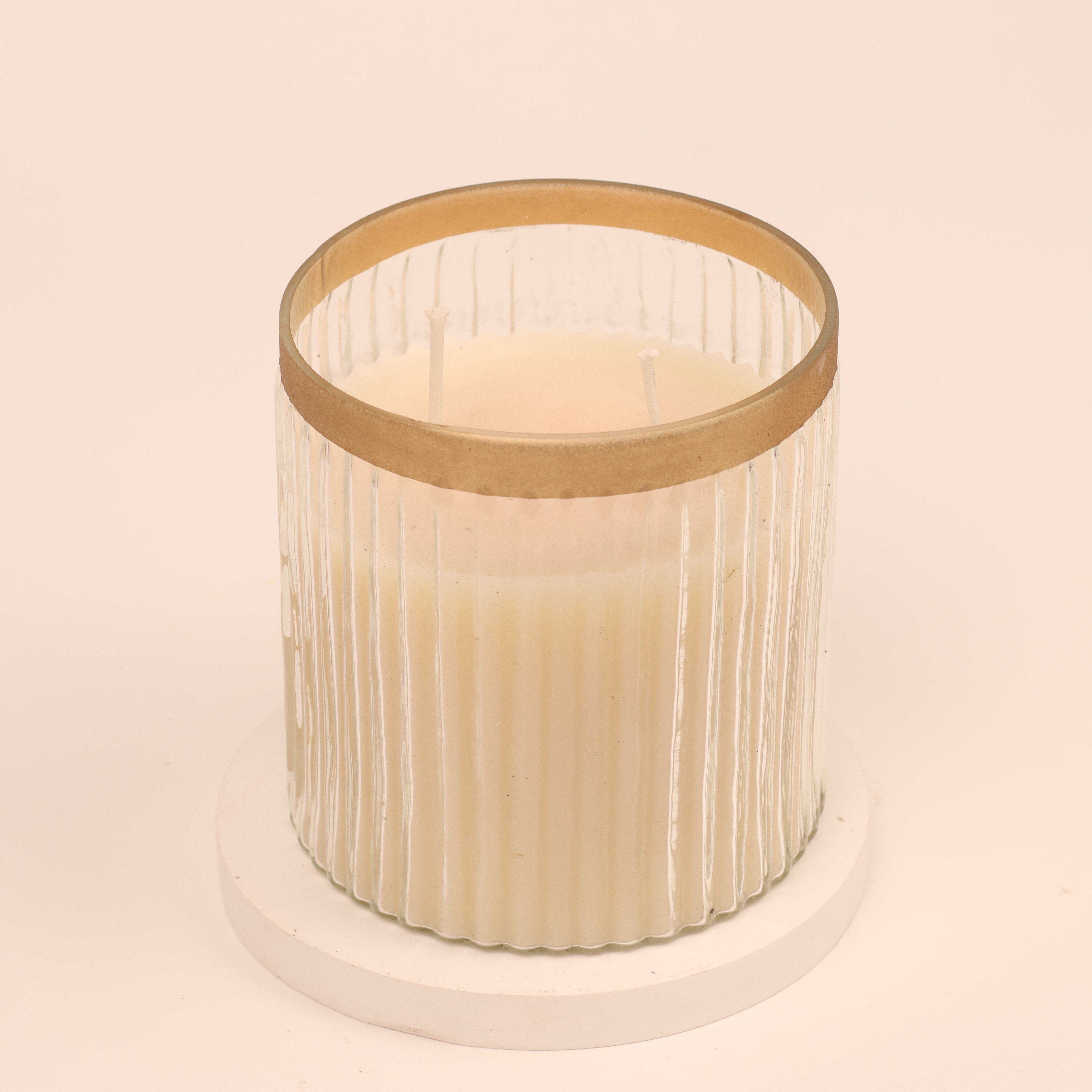 Grande Luxe Ribbed Glass Candle