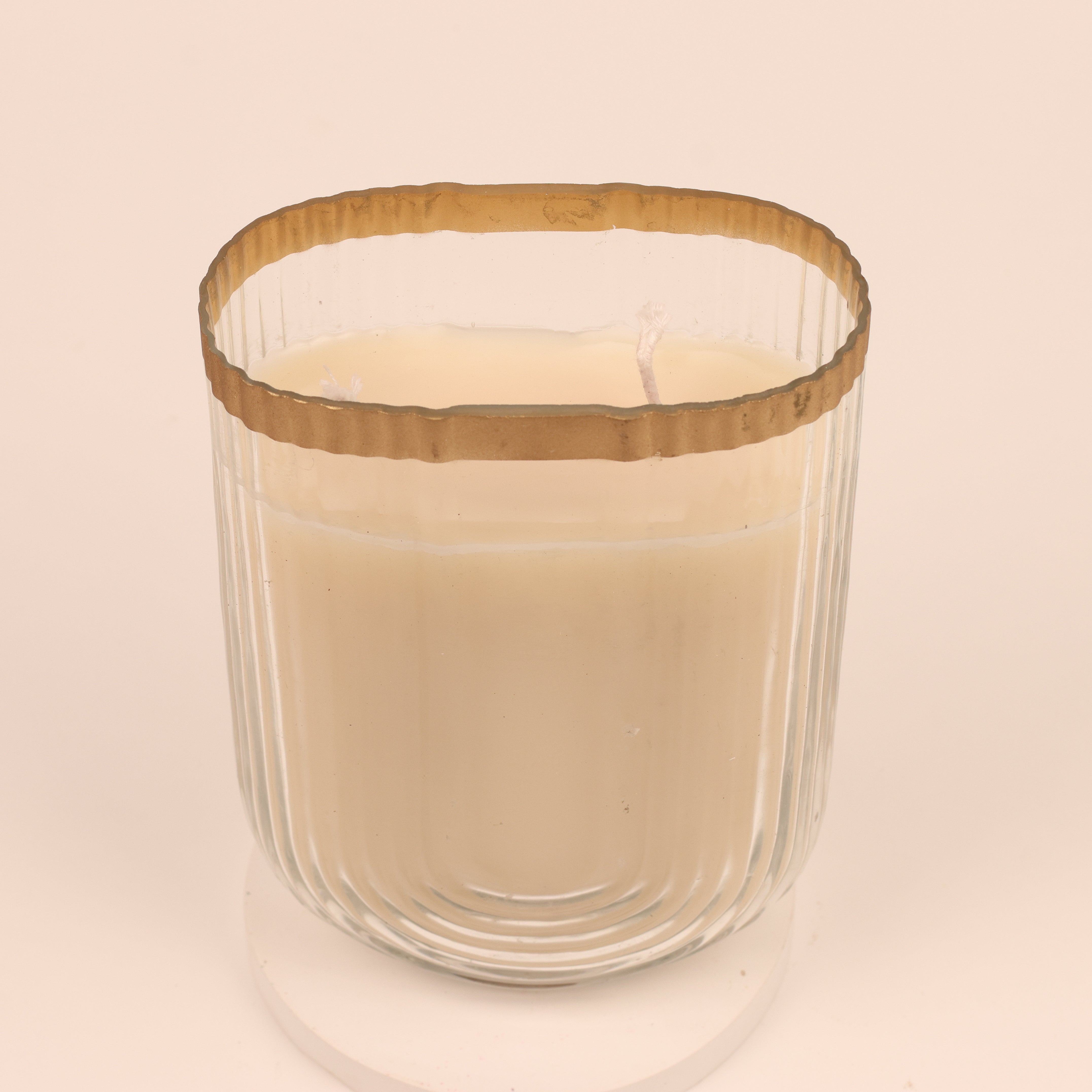 Grandeur Glow Tall Ribbed Glass Candle