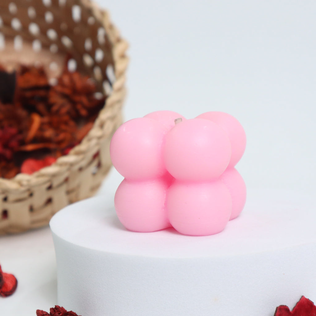 Pink Bubble-Square Candle (set of 4)