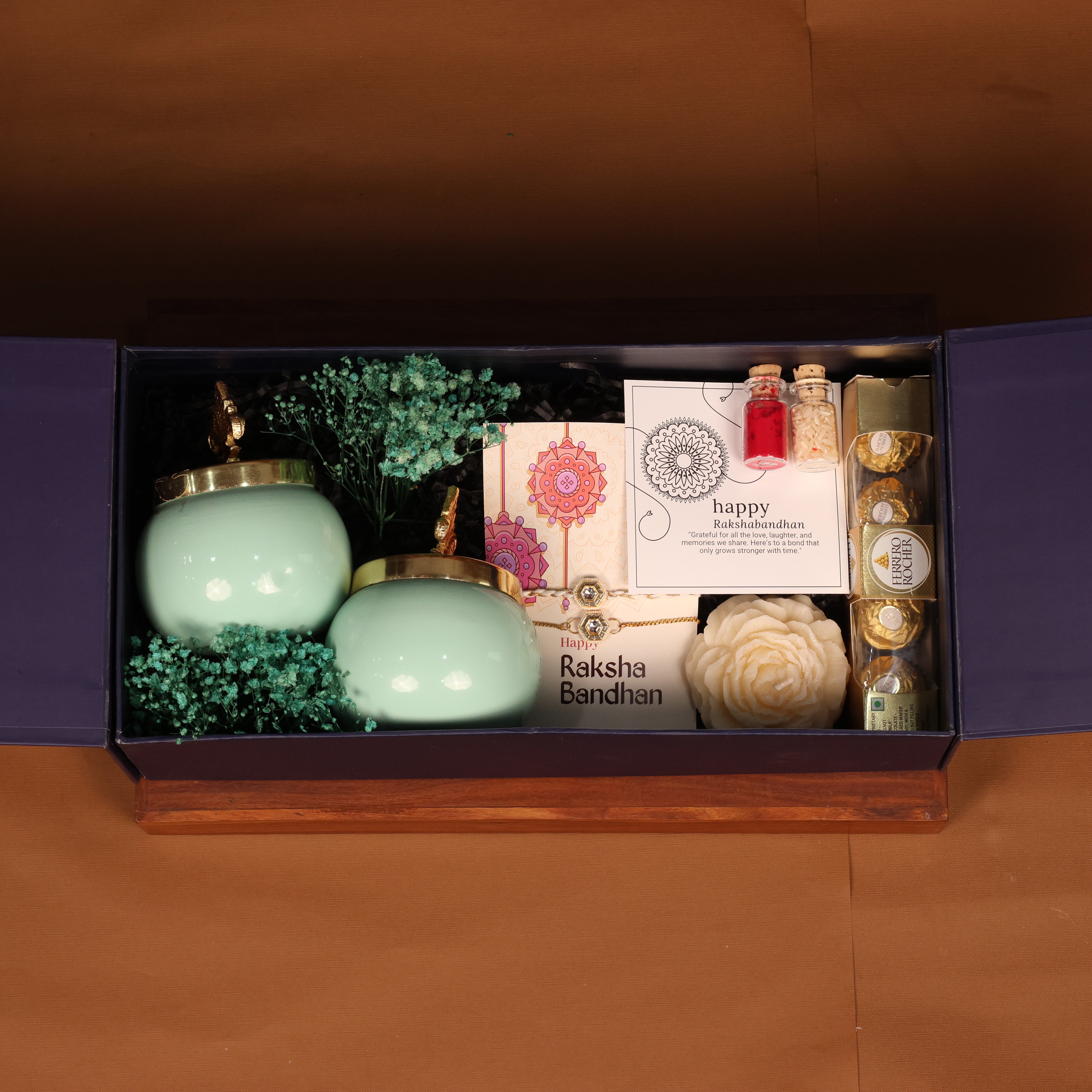 Royal Blue Rakhi & Lumba Gift Hamper