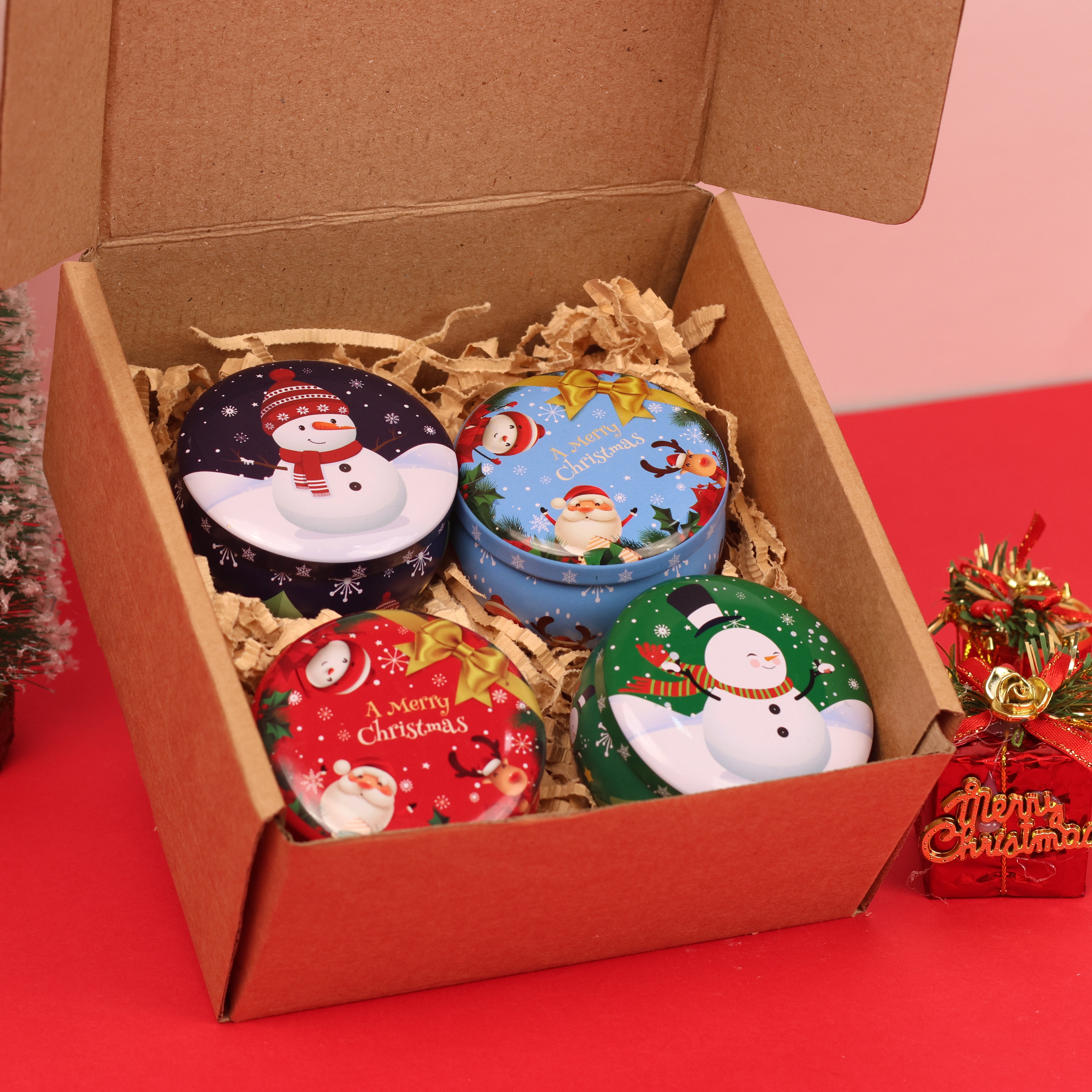 Christmas Special Mini Jar Candle Box - Snowman & Santa Designs