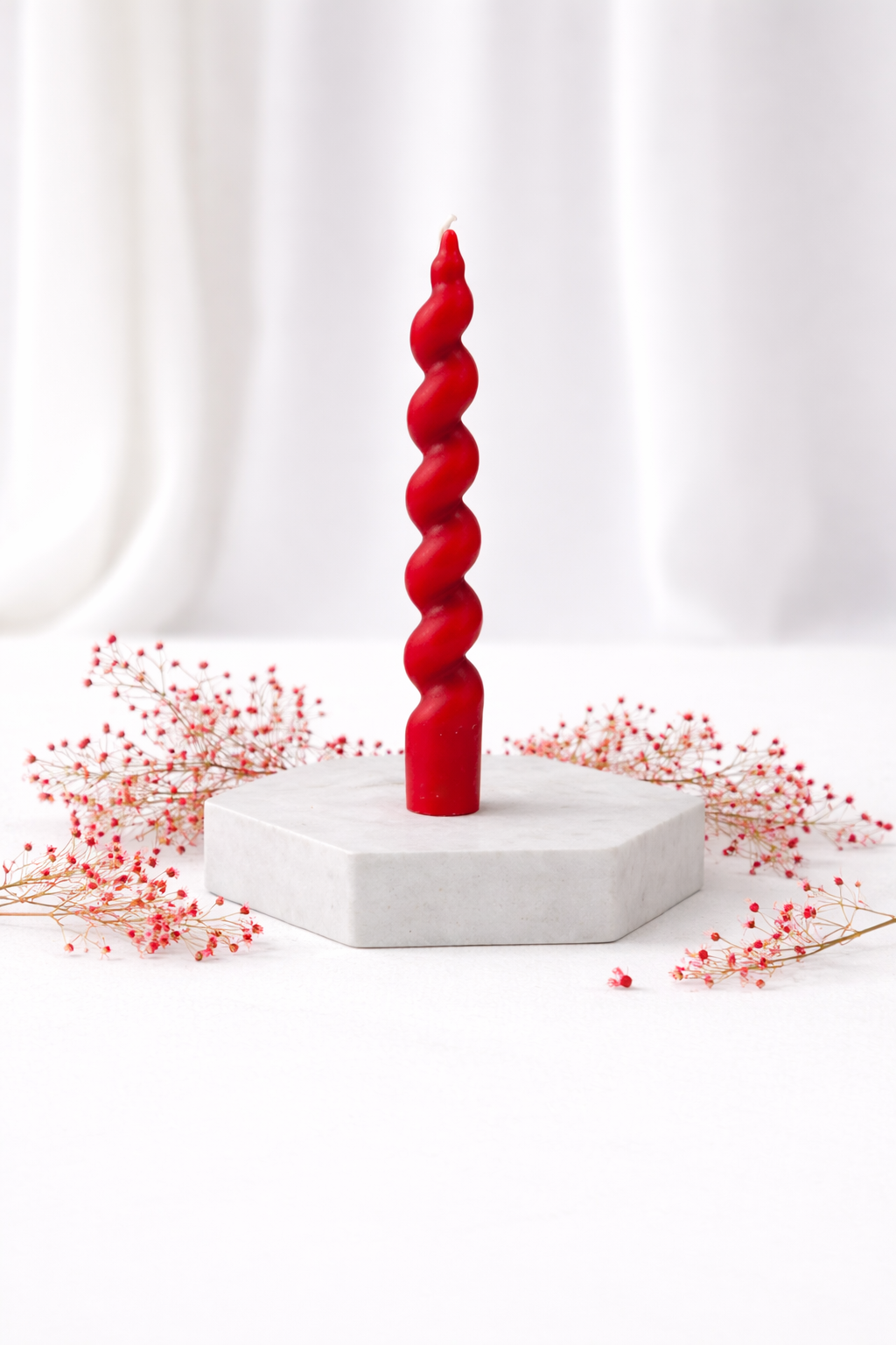 Crimson Spiral Taper Candles (Set of 2)