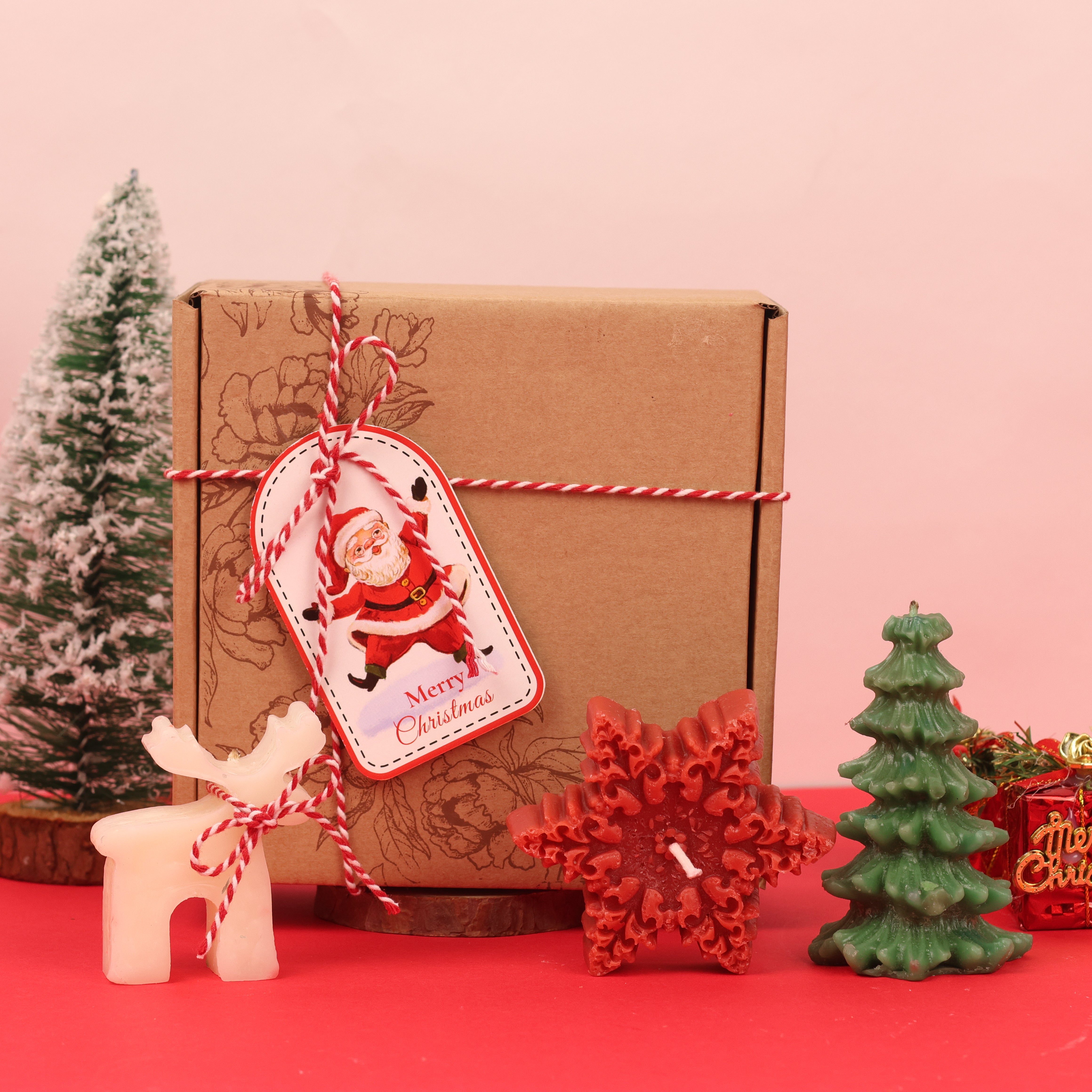 Festive Christmas Candle Gift Box – Reindeer, Snowflake & Tree Candles