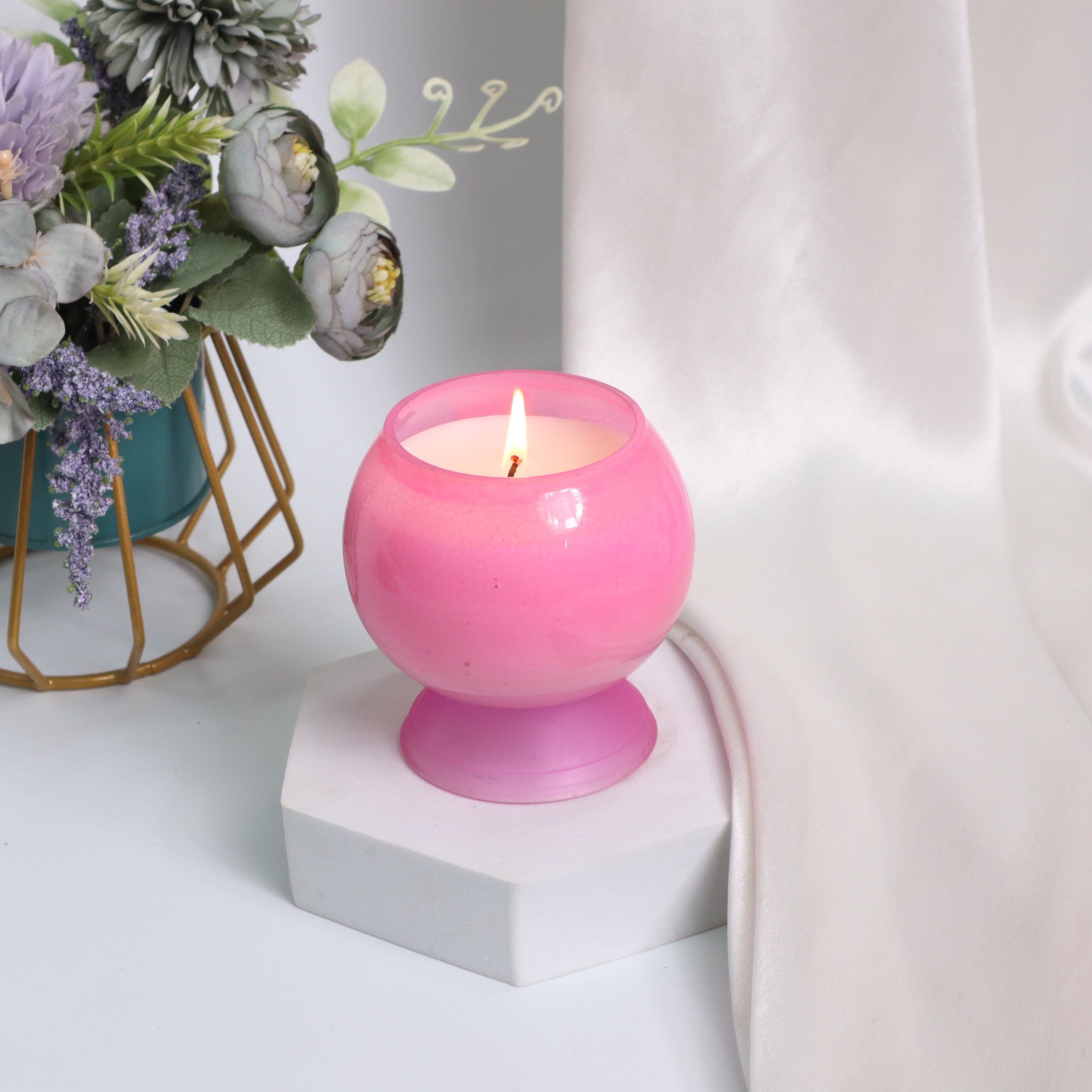 Ombre Sphere Pink Candle Jar/ Candle