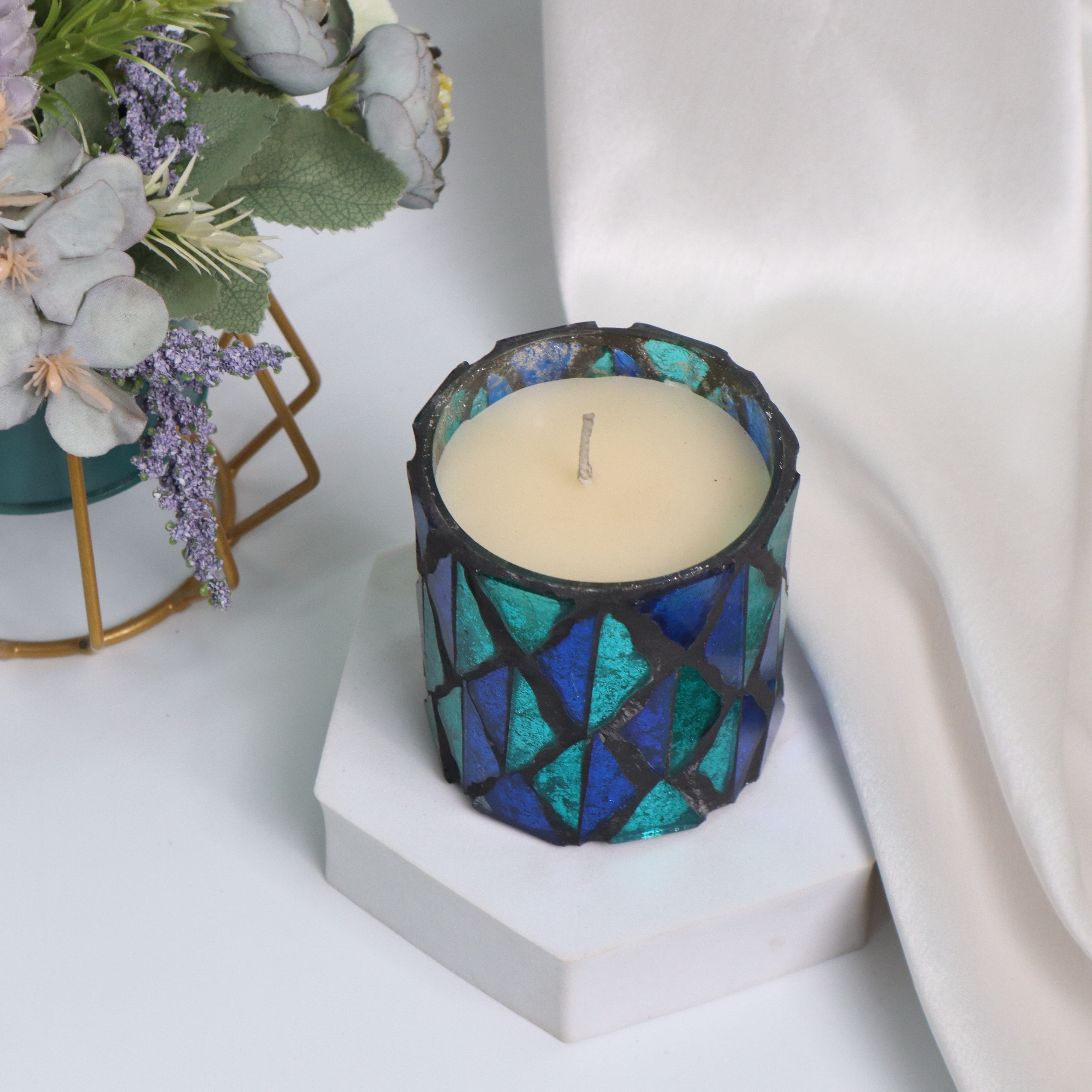 Mosaic Glass Candle Jar