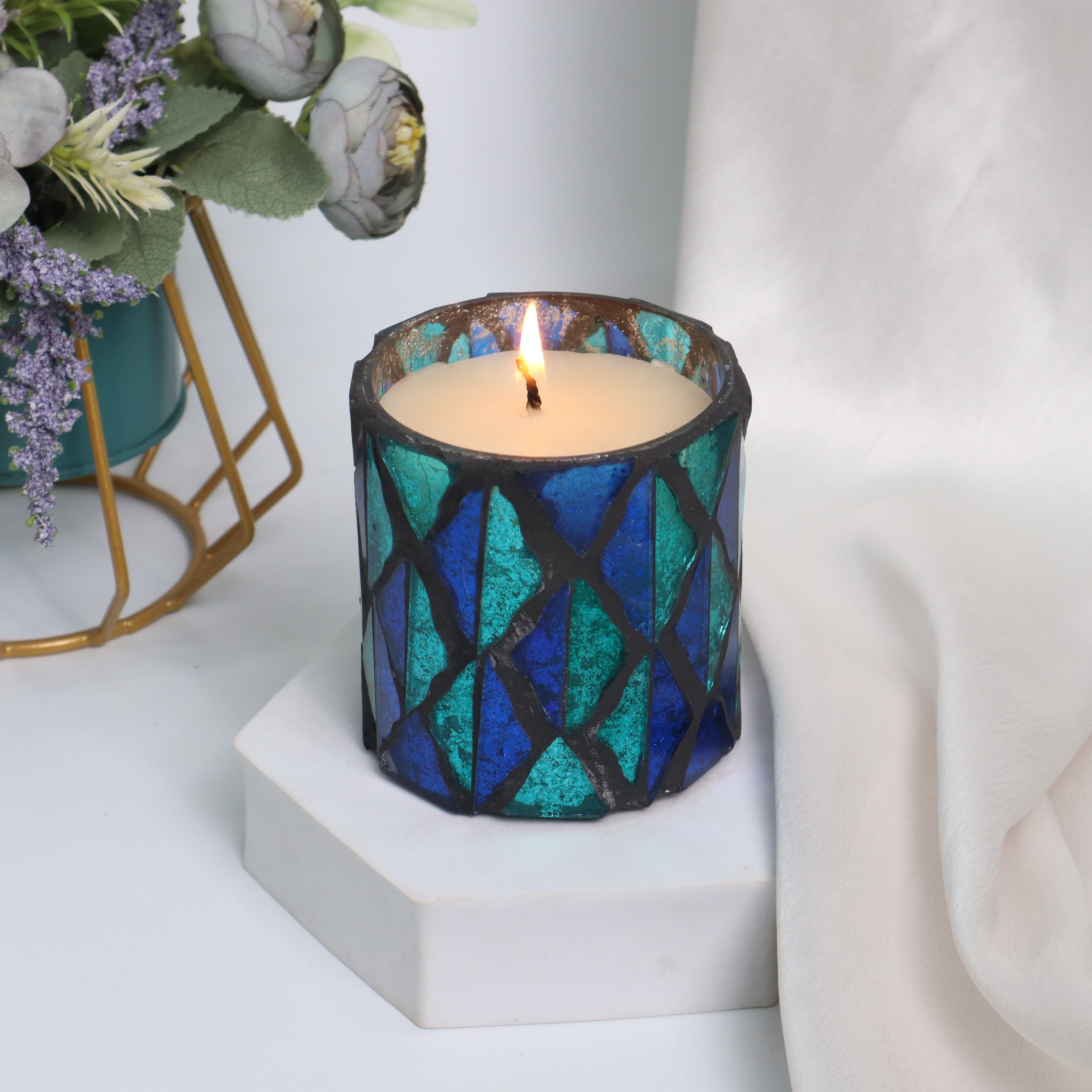 Mosaic Glass Candle Jar
