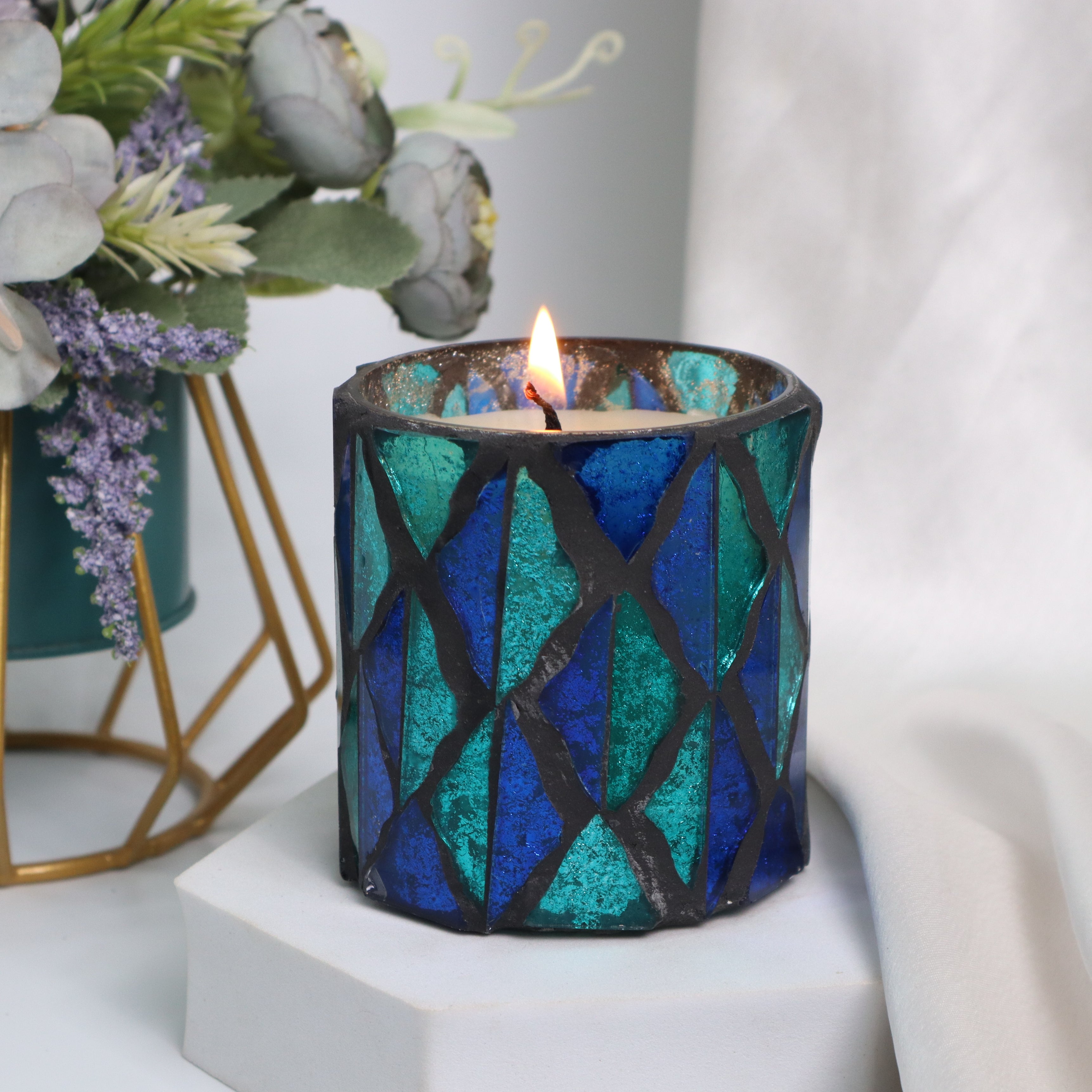 Mosaic Glass Candle Jar