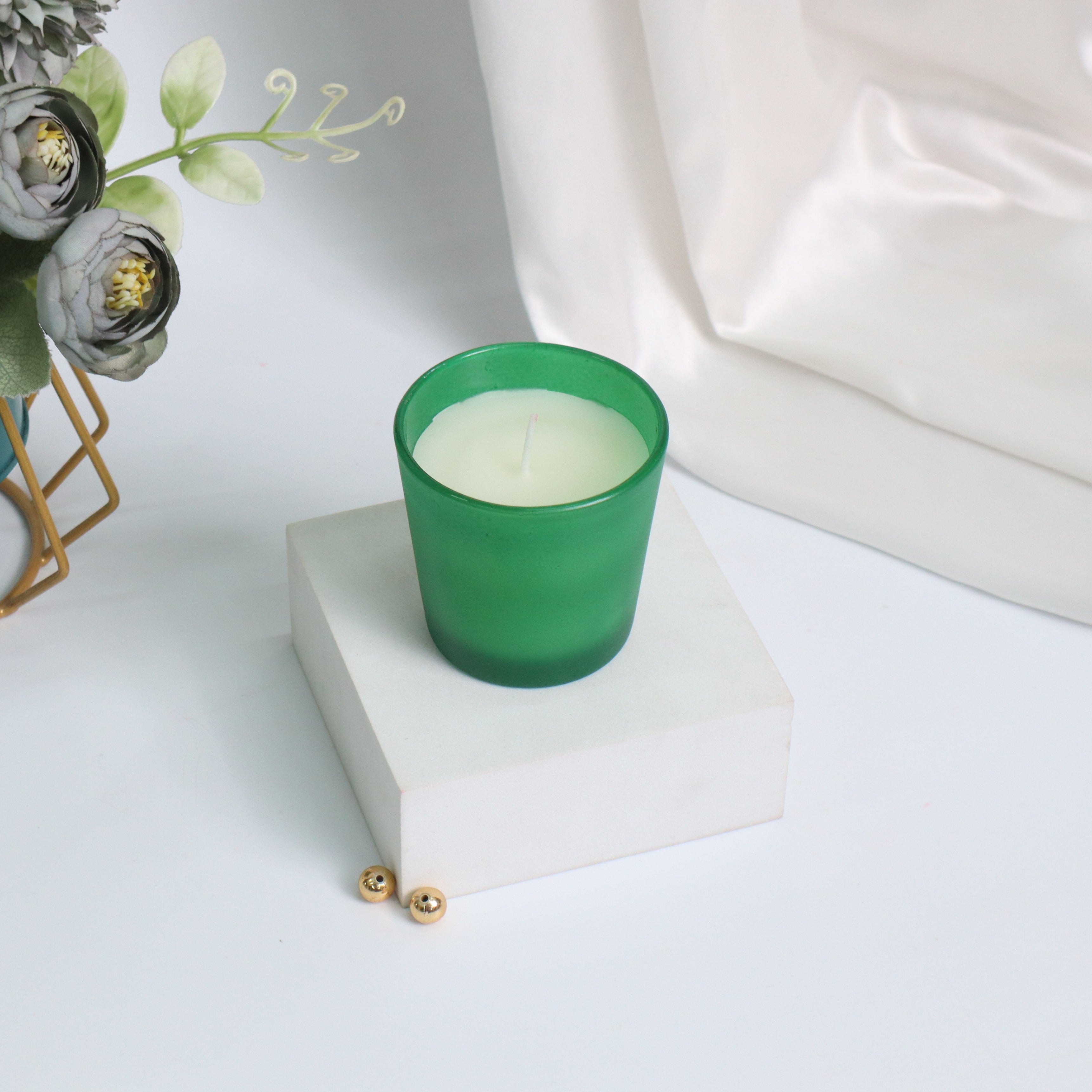 Pink Frosted Glass Candle