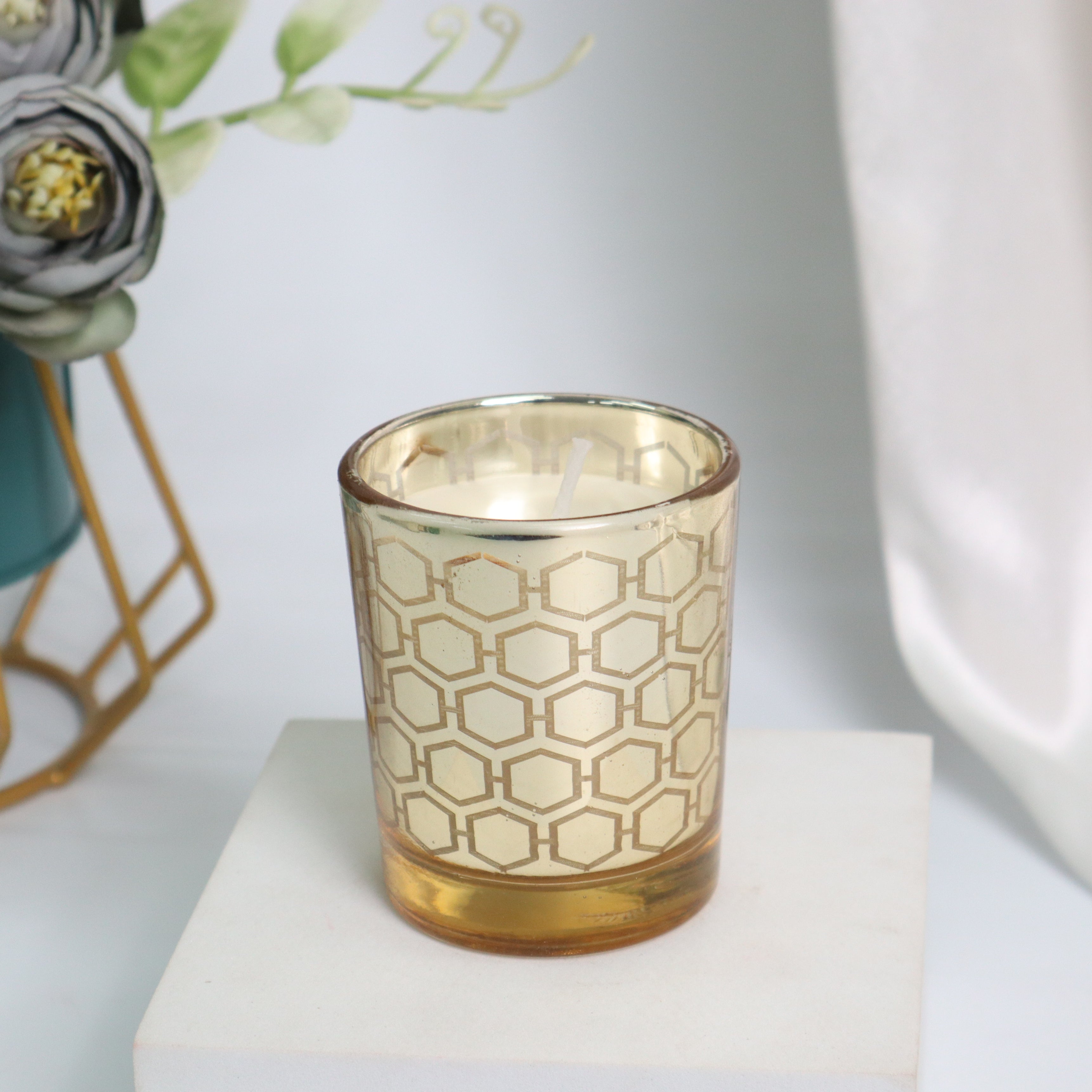 Golden Comb Candle Jar