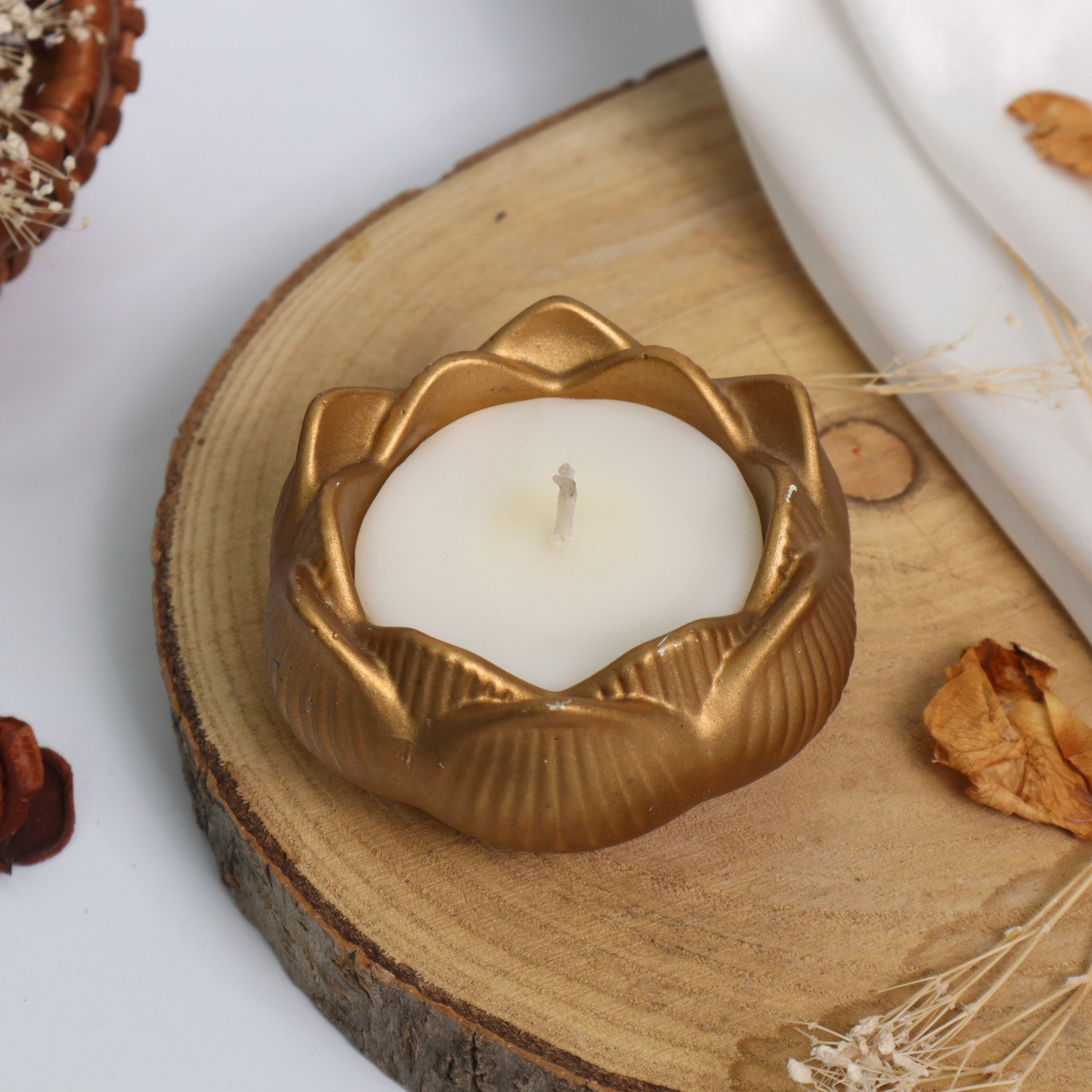 Golden Royal Lotus Candle