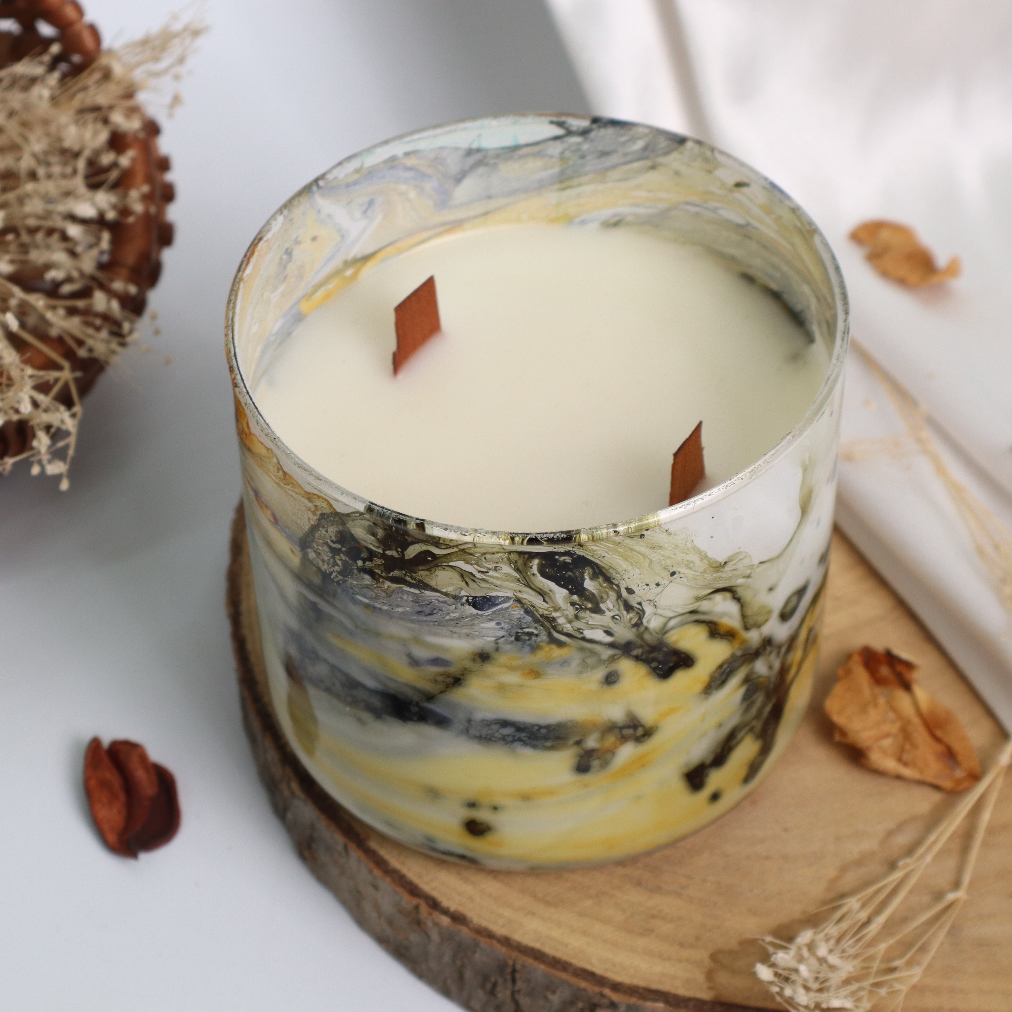 Marble Glass Candle Jar