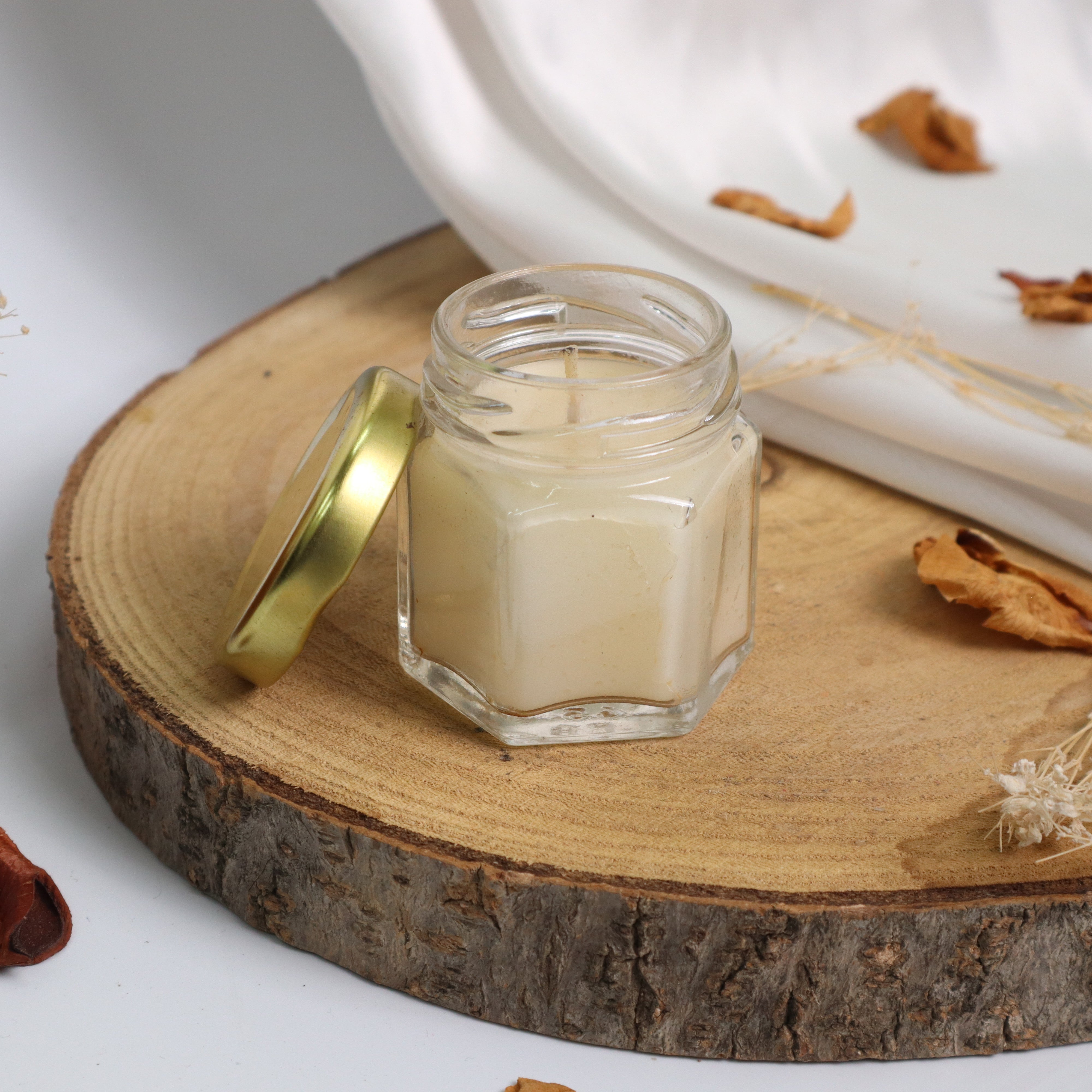 Golden Lid Candle Jar