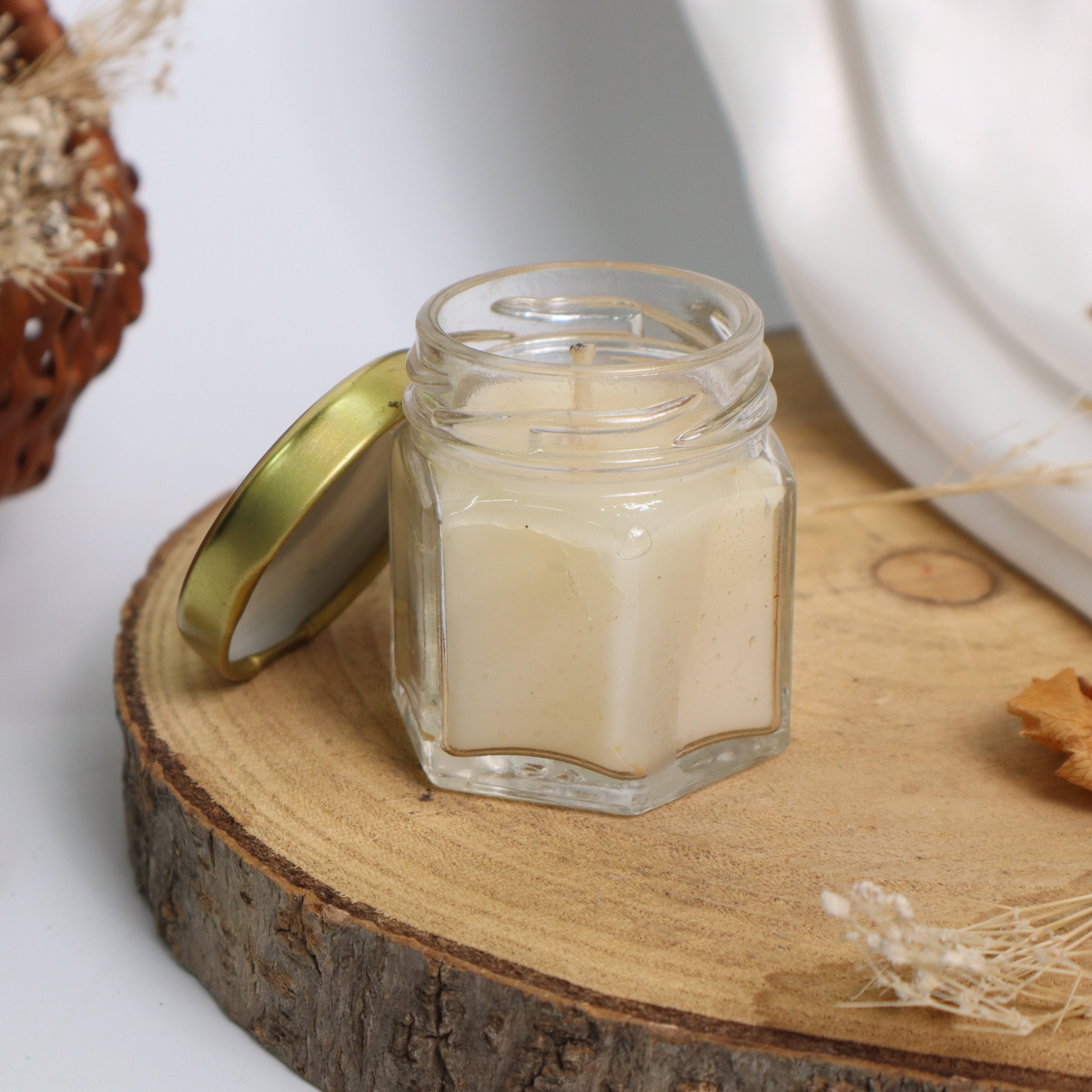 Golden Lid Candle Jar