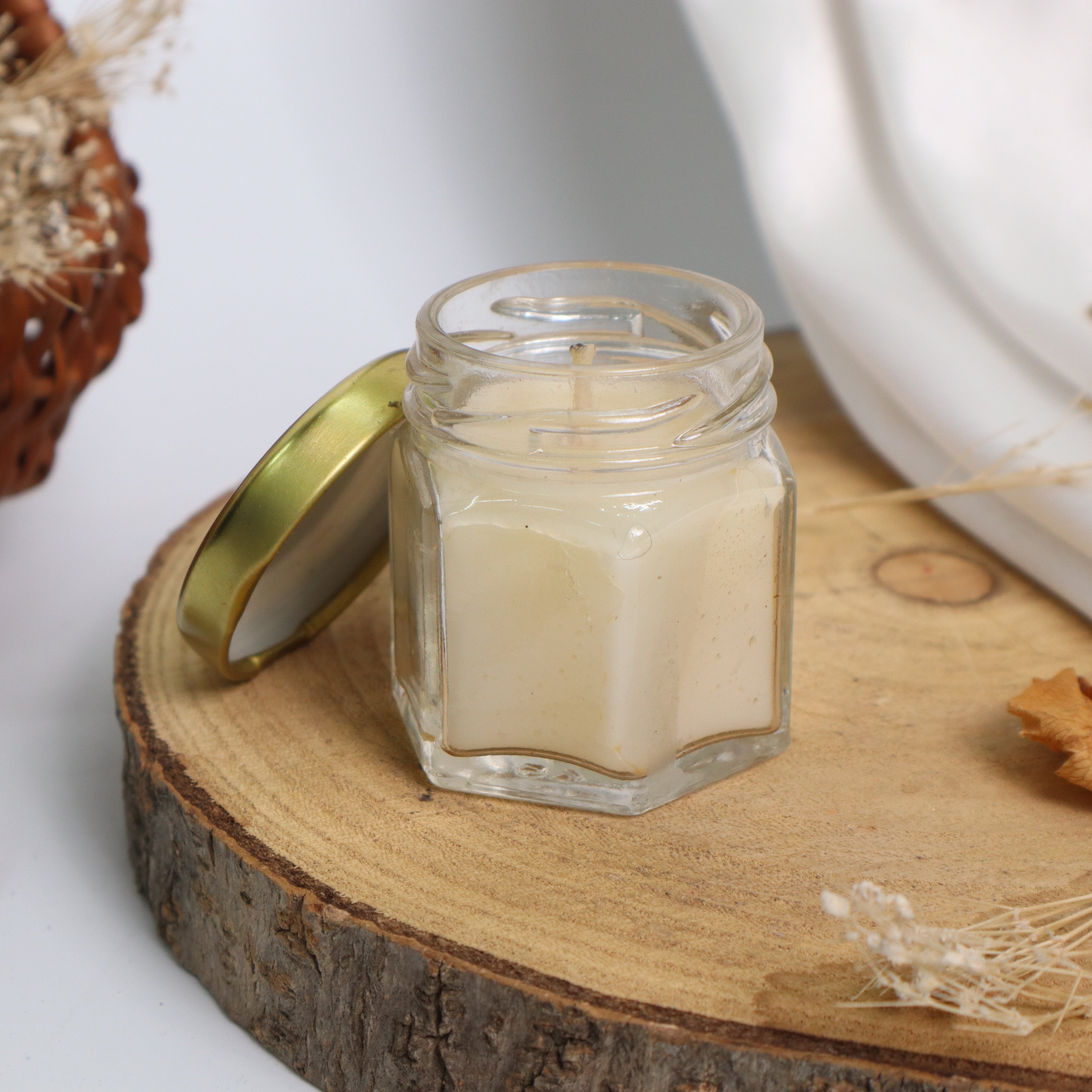 Golden Lid Candle Jar